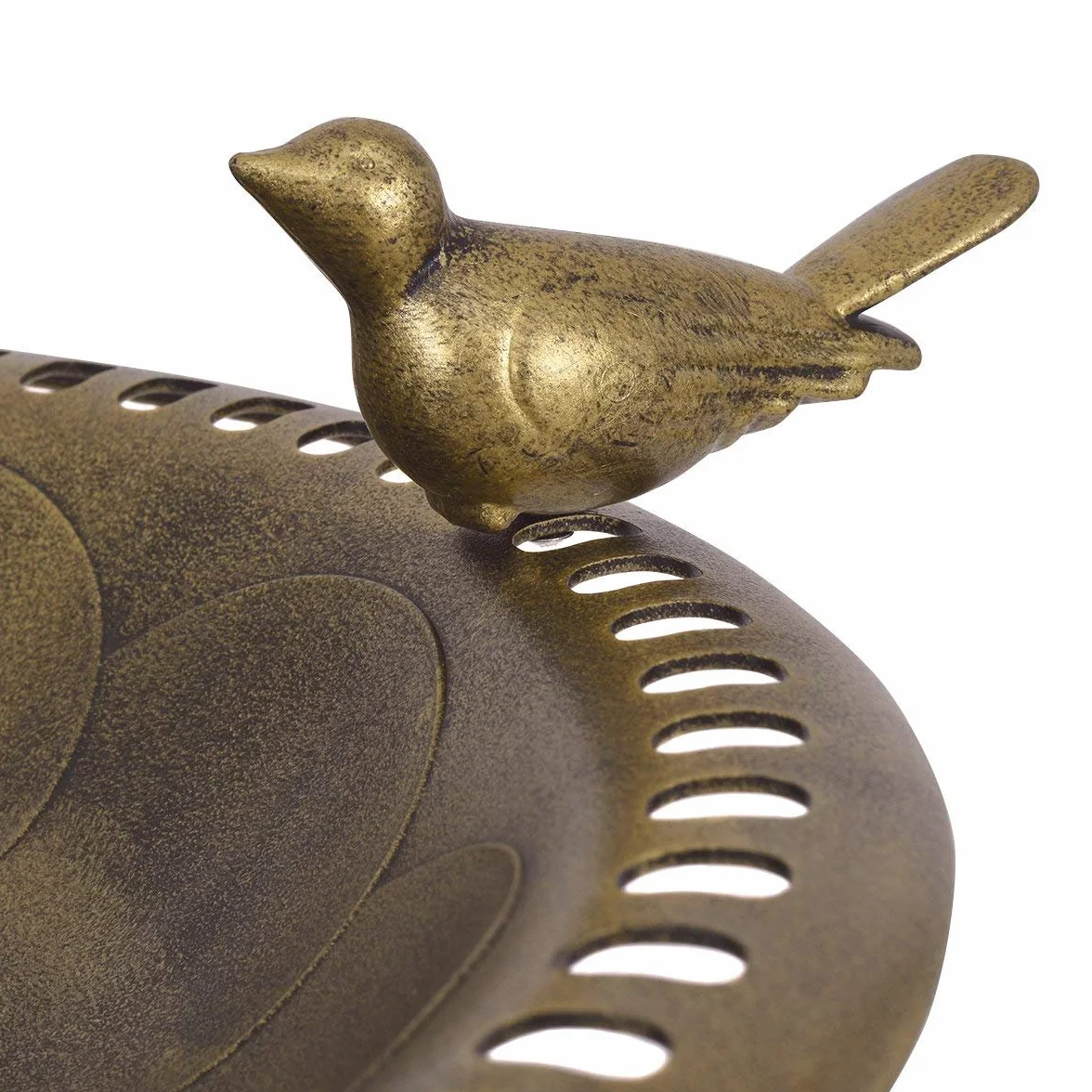 GYMAX Abreuvoir Oiseaux Exterieur sur Pied, Bain Oiseaux Sauvage Hauteur 70cm, Mangeoire Style Antique, Plateau Diamètre 50cm, PP, Cuivre