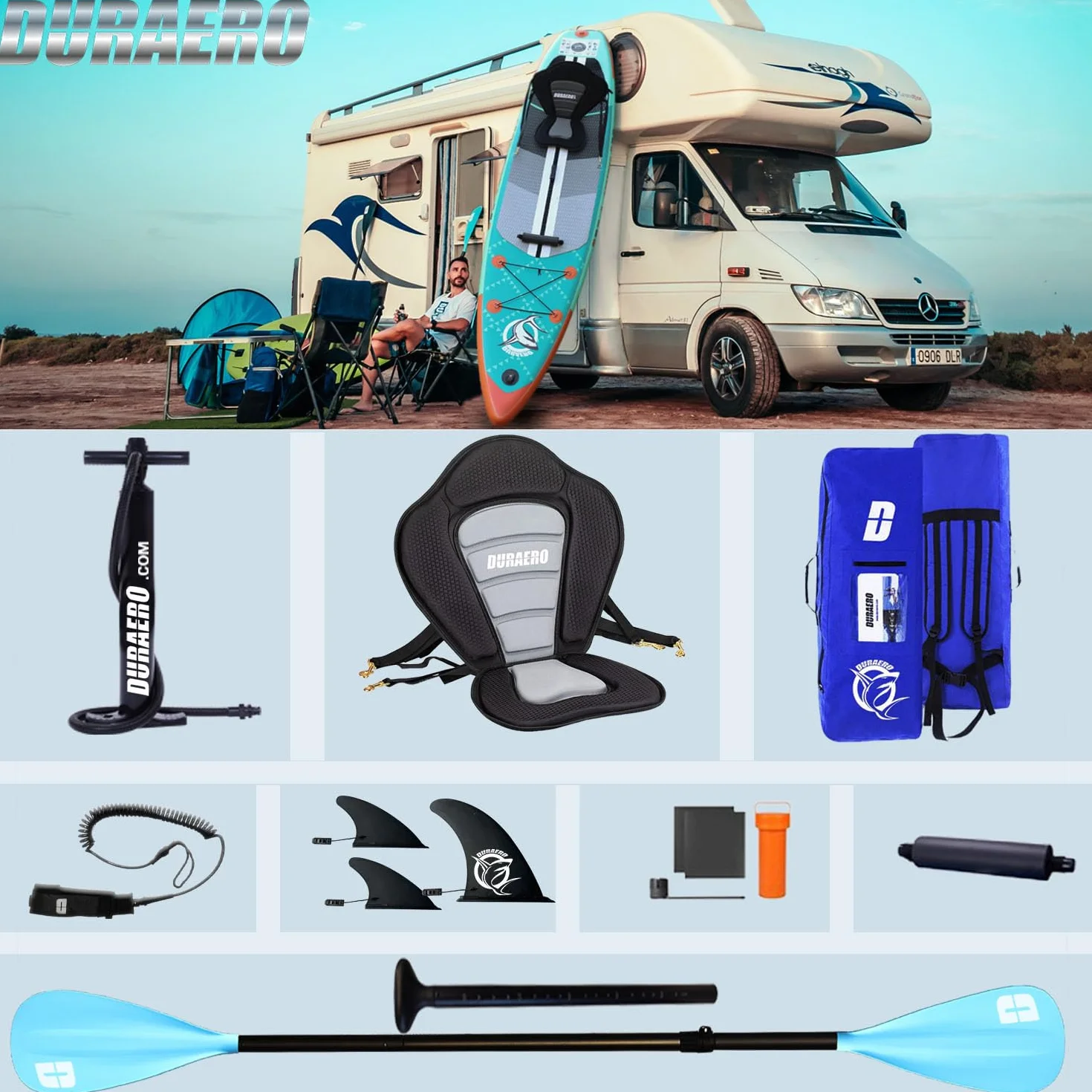 Stand up Paddle Gonflable Planches gonflables, siège Kayak,330 x 76 x 15 cm, jusqu'à 150 kg, Support GO-Pro, Pad intégré, 3 Ailes, Double pagaie réglable, Accessoires complets, Vert Menthe