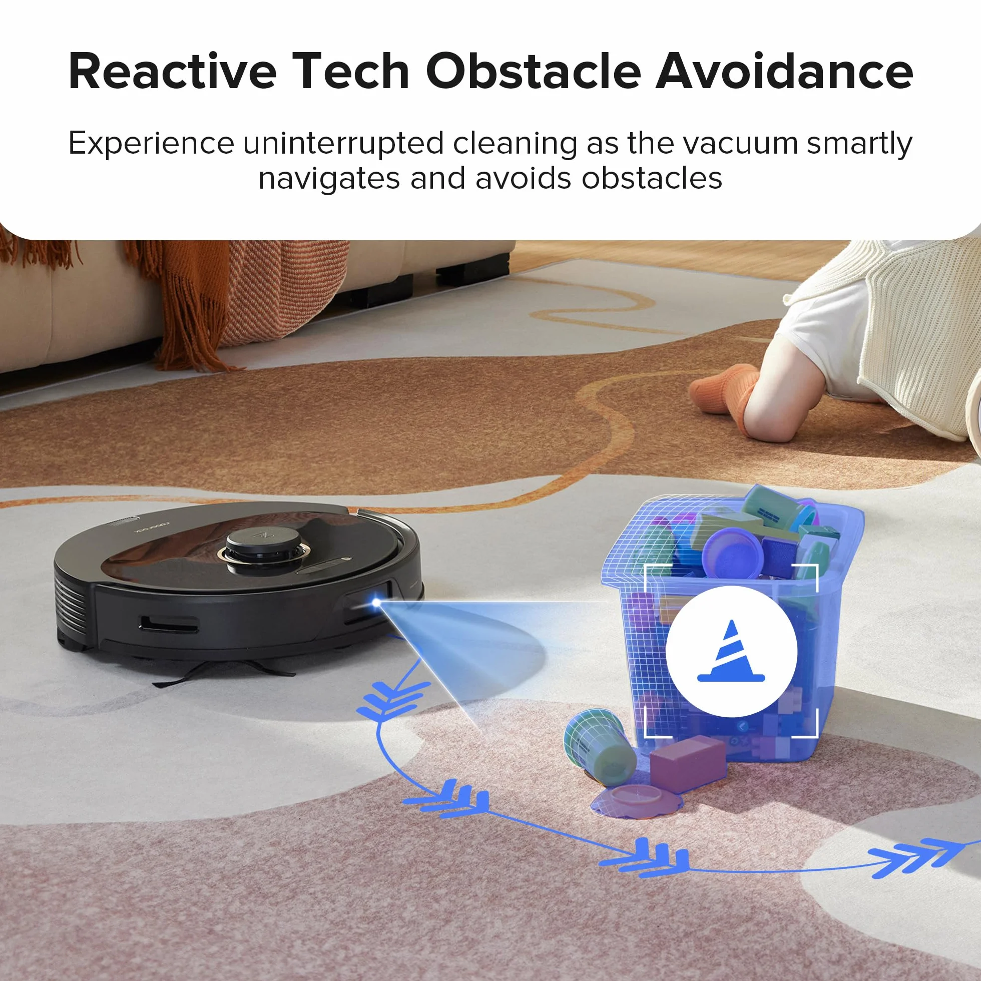Roborock Q8 Max Aspirateur Robot Laveur 5500Pa Brosse DuoRoller Navigation PreciSense LiDAR Noir Reconditionné