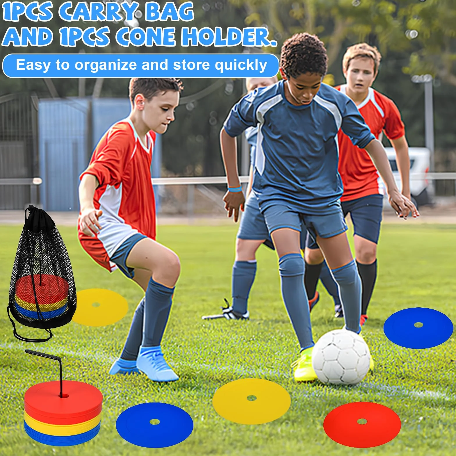 Cônes Plats Football Disque Plat d'Entraînement Antidérapant 30PCS 3 Couleurs