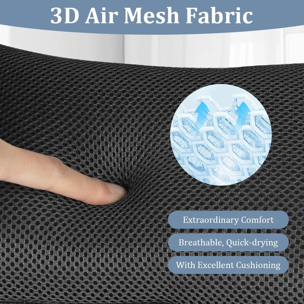 Flintronic Oreiller de Bain Coussin Baignoire Air Mesh Ergonomique avec 2 Ventouses Antidérapantes Noir