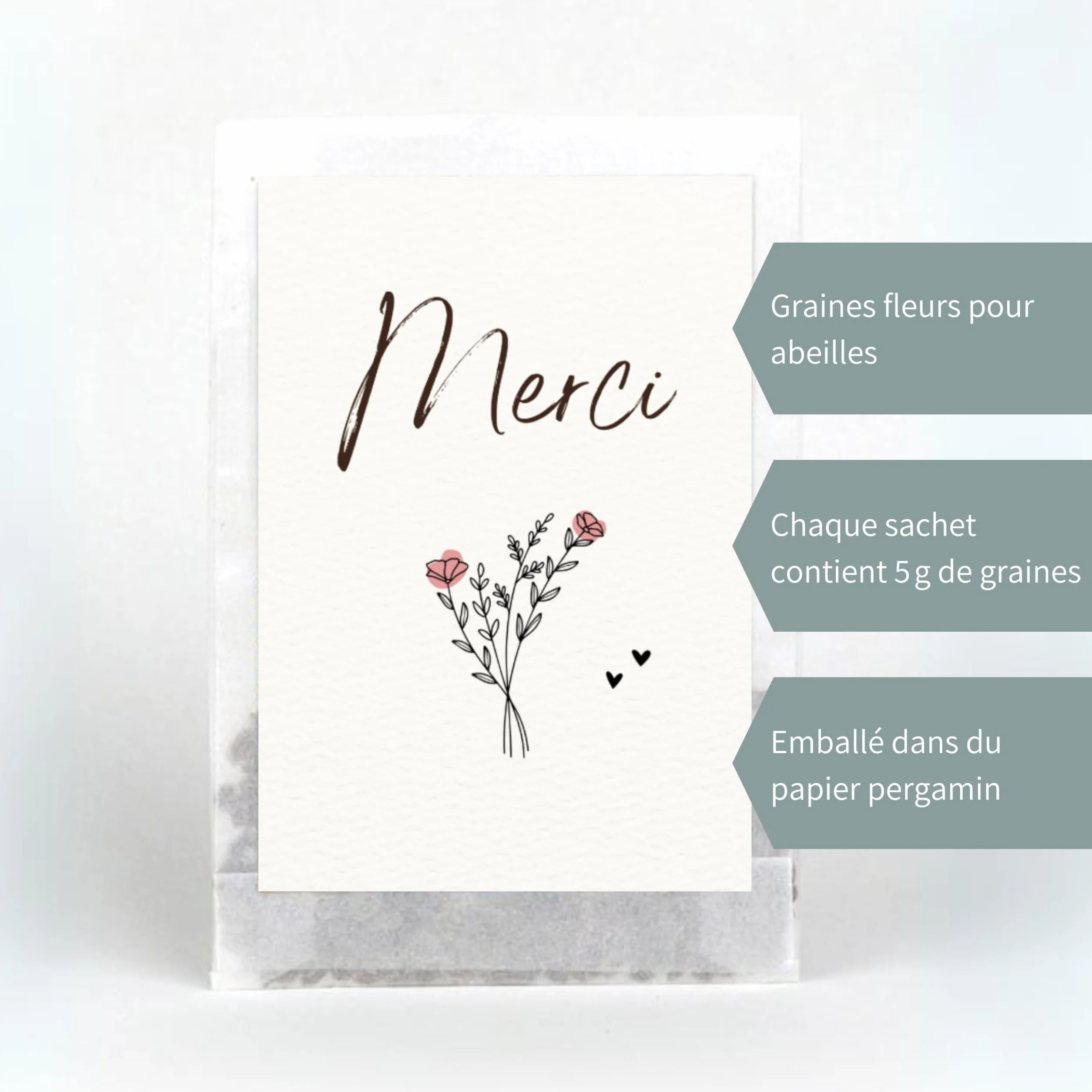 Graines de fleurs Merci 10 sachets Cadeaux de remerciement originaux pour invités collègues éducatrices anniversaire enfant mariage