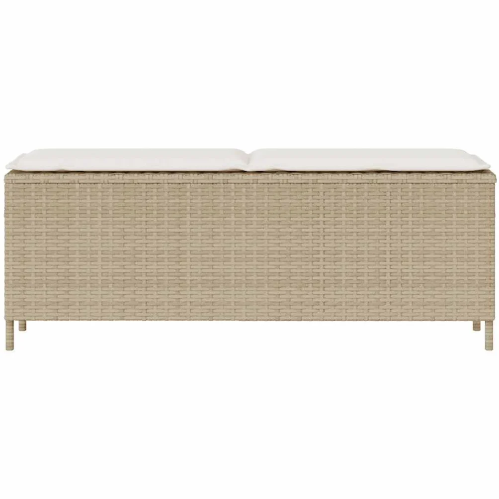 Banc de Jardin en Résine Tressée 110 cm Beige avec Coussin