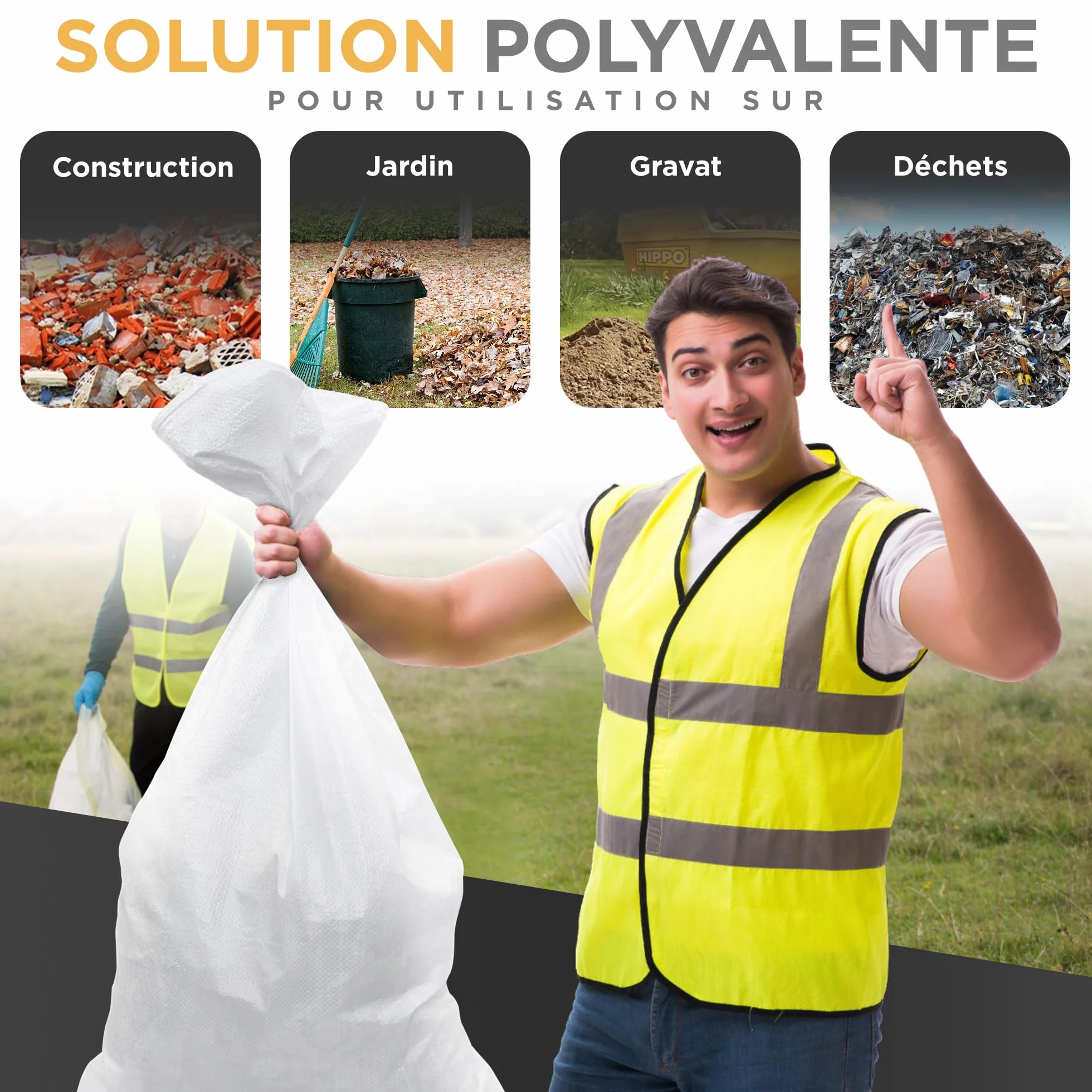 Sac à Gravat 55 x 95cm 55 kg Polypropylène 20 UNITÉS