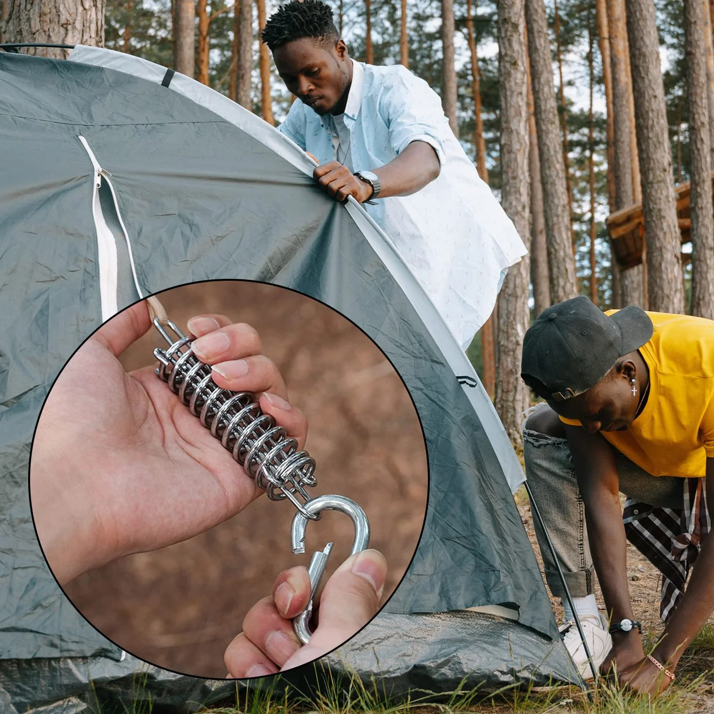 Ressort en Acier pour Auvent Boucles à Ressort pour Tente 4 Pièces Ressorts De Tension pour Tente De Camping Voile D'Ombrage Auvent pour Le Camping en Plein Air Randonnée Voyage Pique Nique