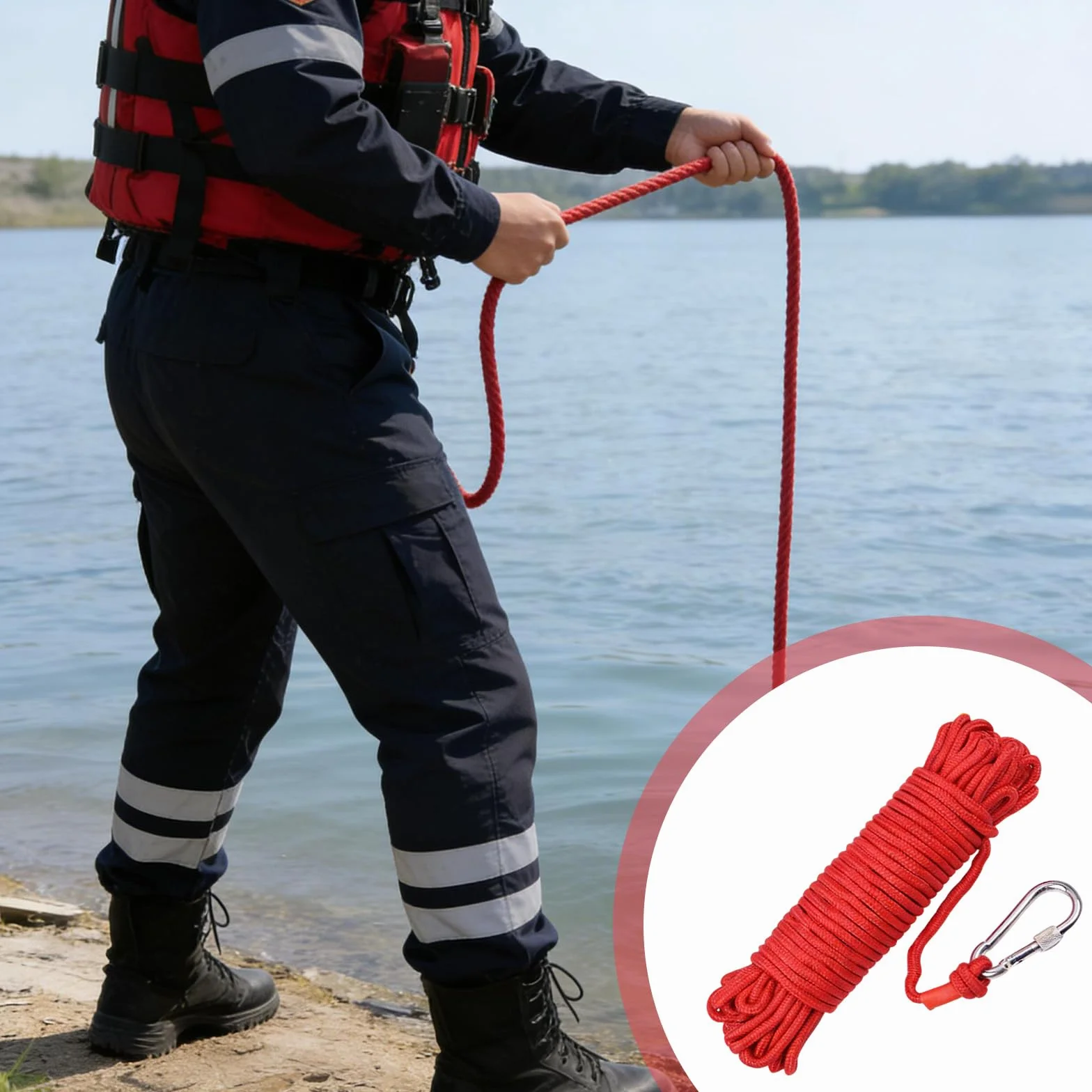 Corde flottantes 6mm 10M Cordettes polypropylène, Cordage en Polypropylène avec Mousqueton Inoxydable, Haute Visibilité et Résistance aux Intempéries, pour Kayak, Jet Ski, Rafting, et Camping