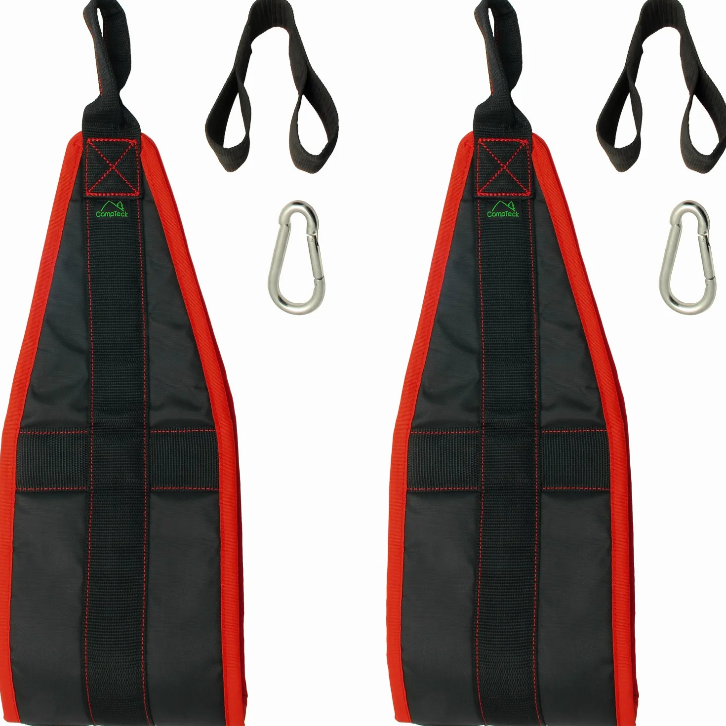 Sangles Abdominaux Rembourrées CampTeck U6833 avec Mousqueton pour Souspension, Gym Fitness, Noir, 1 Paire