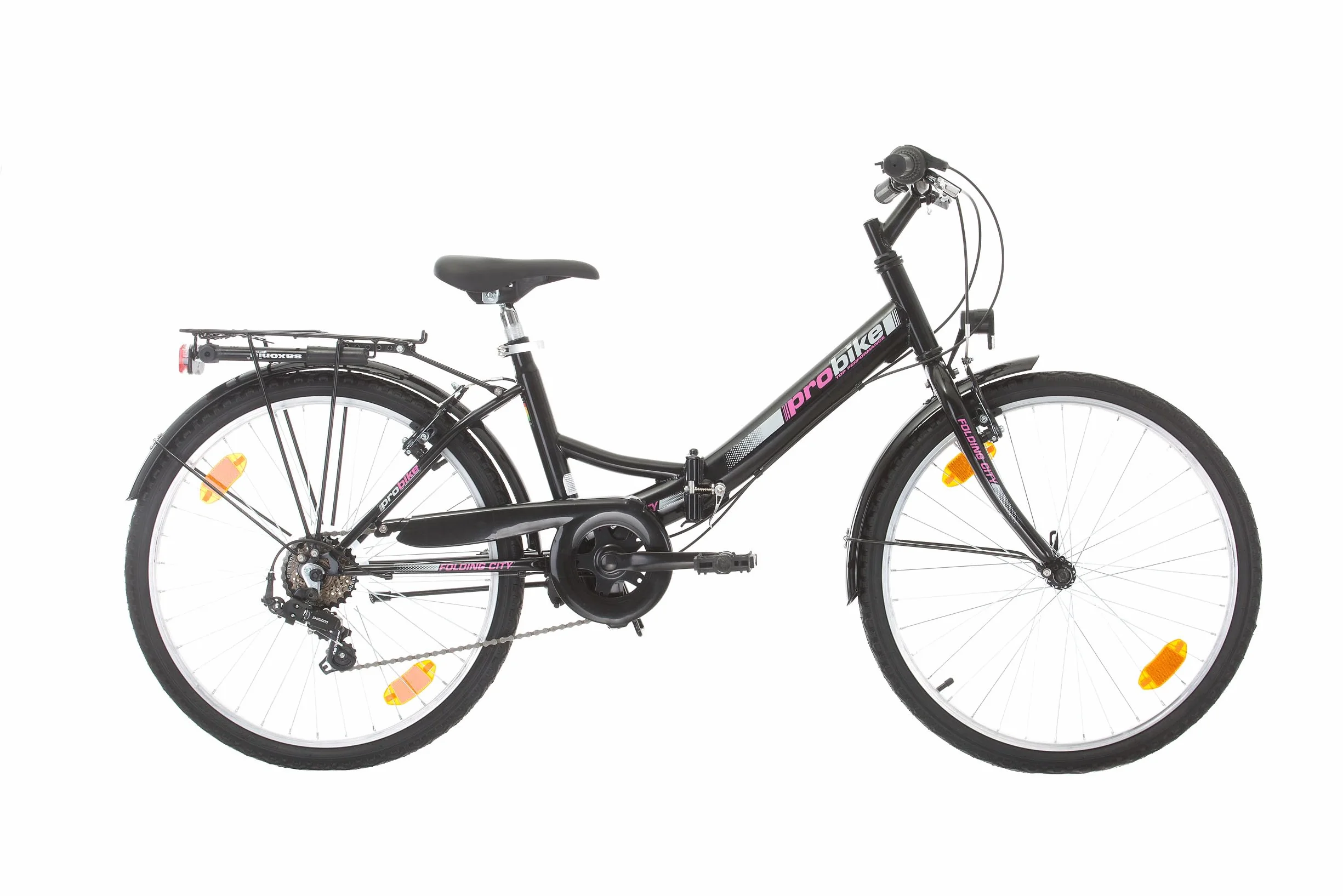 Multibrand Folding City, Vélo Pliant Confort pour Femme 24 Pouces, 6 Vitesses, Frein V-Brake, éclairage de vélo, Garde-Boue, Porte-vélos, Convient aux Femmes et aux Filles de 135 à 160 cm