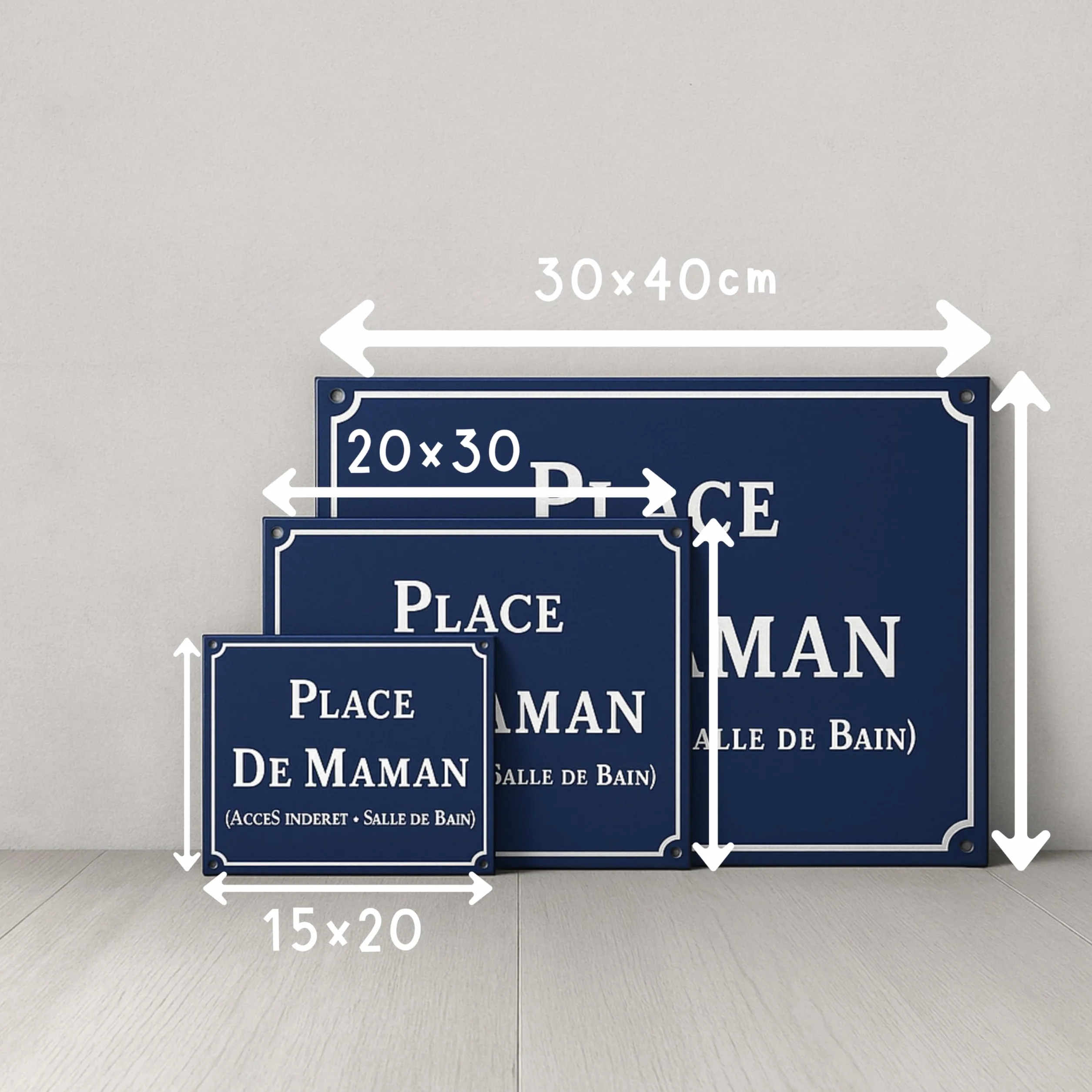 Plaque de Rue Personnalisée Classique Aluminium 15x20 cm Bleu Blanc Extérieur Intérieur