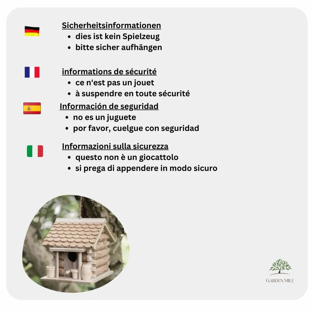 Garden Mile Maison Oiseaux Exterieur en liège et en Bois à Suspendre pour Jardin décoration nichoirs Oiseaux Sauvages