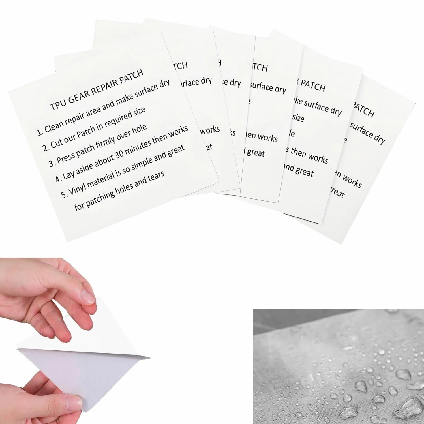 Lot de 6 rustines gonflables transparentes autocollantes TPU 3,5x3,5 cm imperméables vinyle