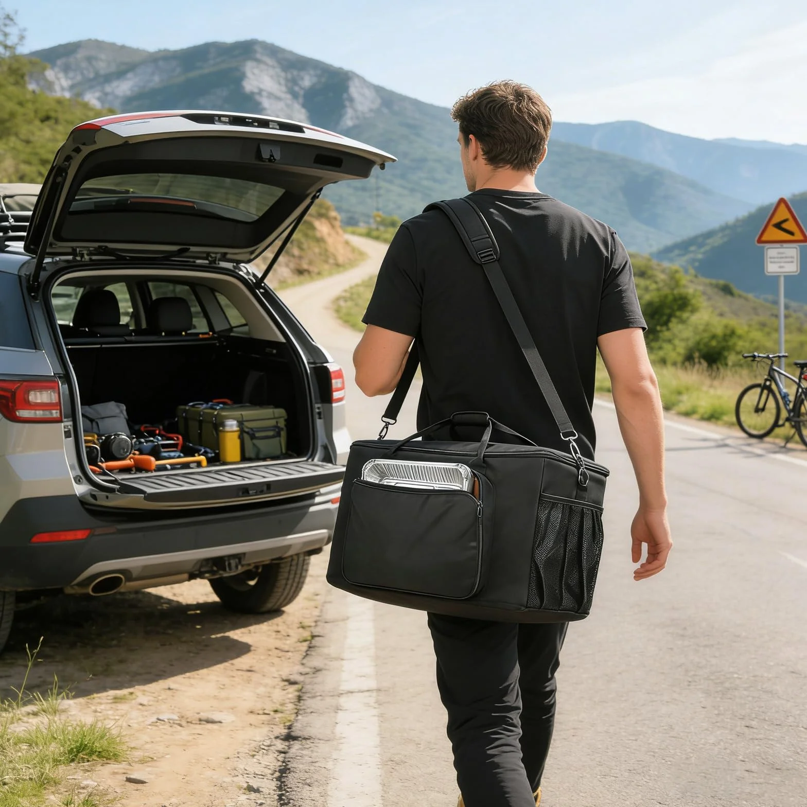 Sac de transport pour barbecue d'extérieur Ninja Woodfire : 63,5 x 43 x 33 cm - Sac de four à pizza 1680D Oxford imperméable - Poignées rembourrées légères - Pour la série OG700