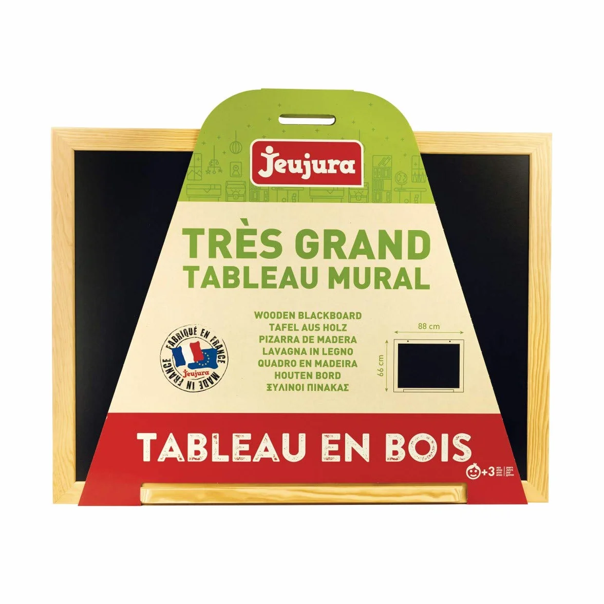Jeujura 8780 Tableau en Bois Grand Tableau Noir 88 x 66