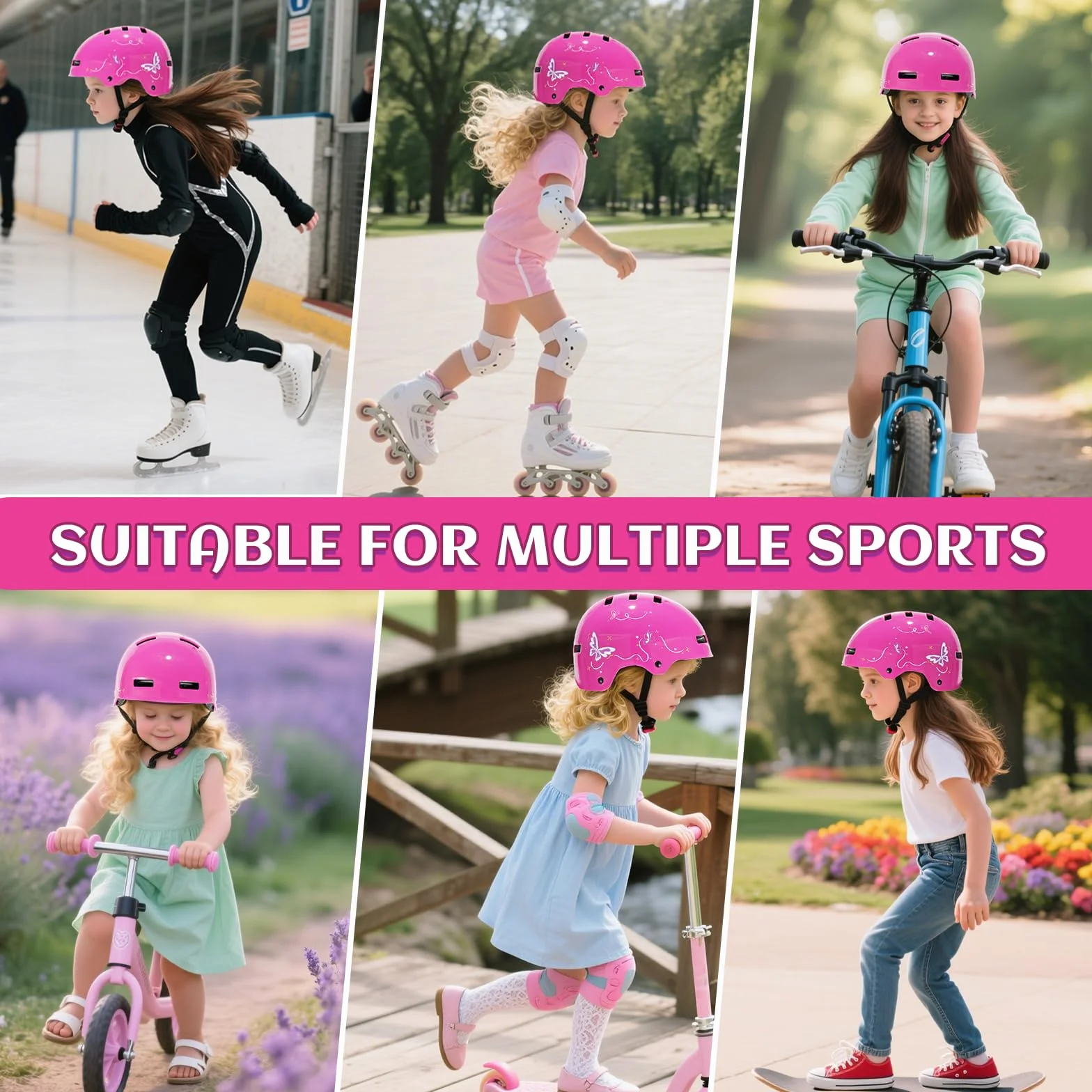 Casque de vélo Enfant réglable pour Filles Enfants Adolescents, Casque de Protection Velo Enfant pour Skateboard vélo Trottinette Rollers et Cyclisme