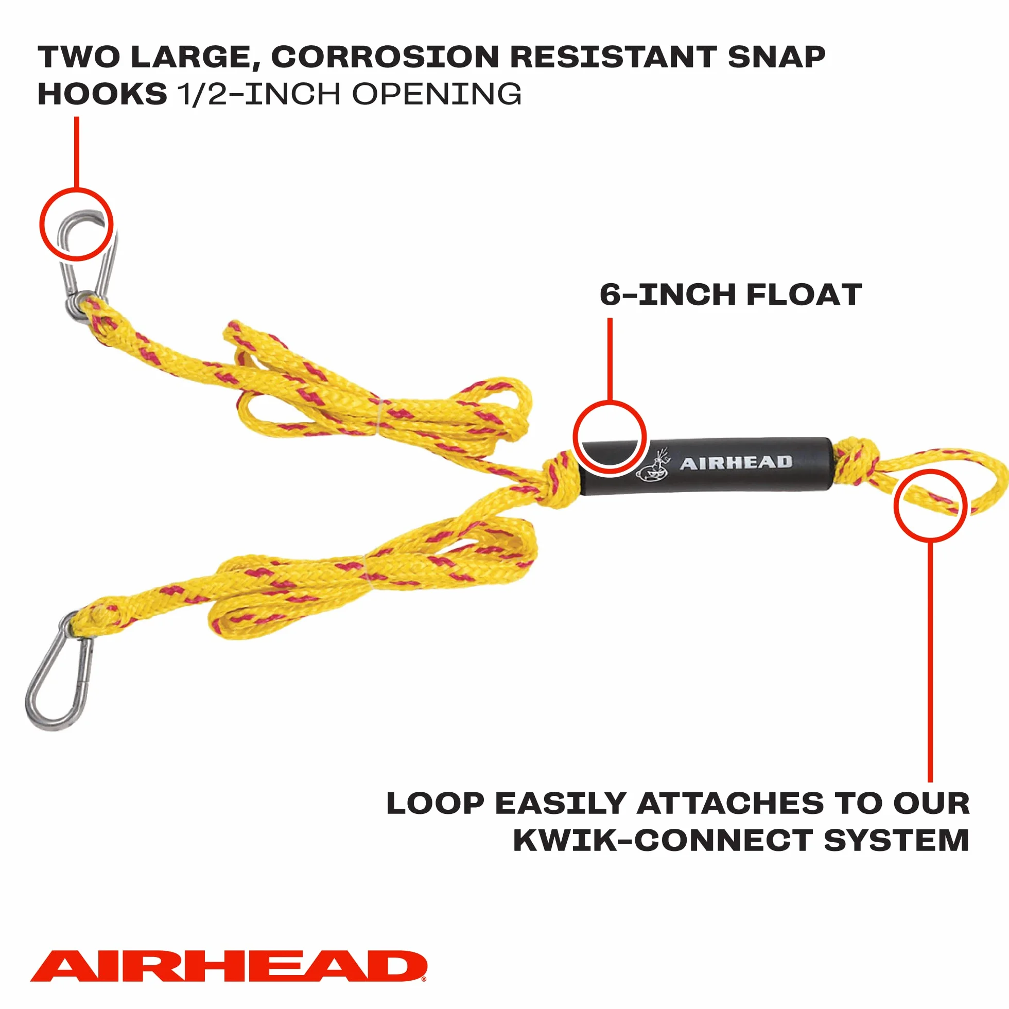 Airhead Heavy Duty Tow Harness Corde de Ski Nautique, 4 Sections Unisexe