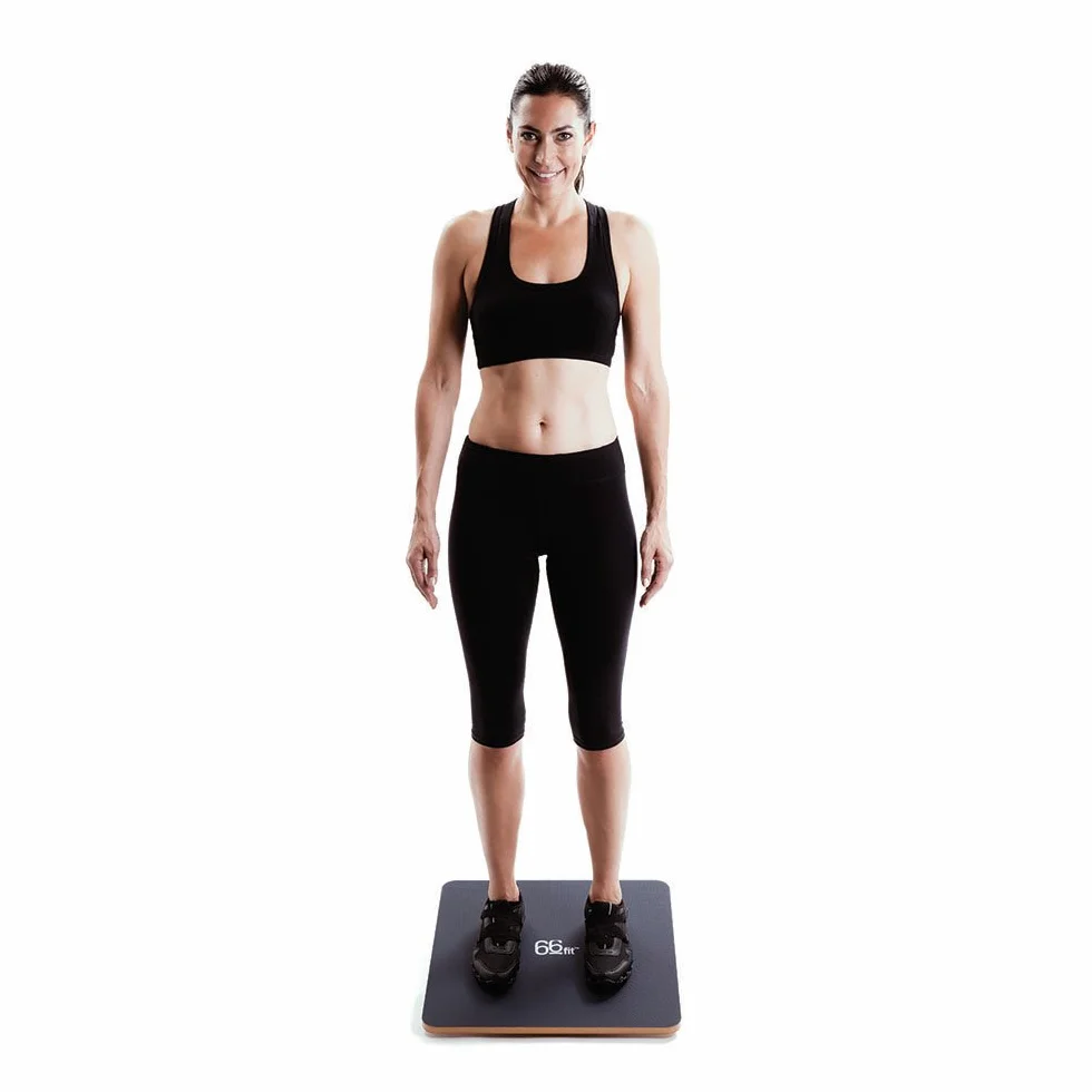 66fit Planche d'équilibre à bascule en bois - Surface en PVC - 50 cm