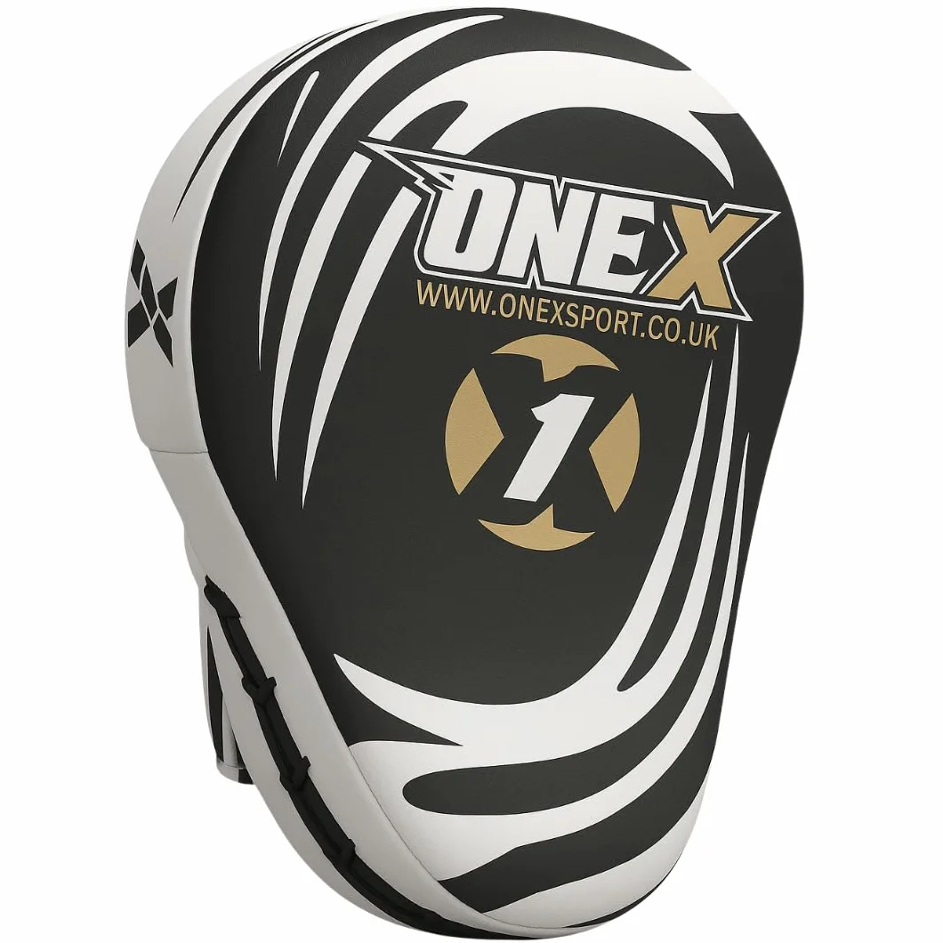 1 Paire de Pattes d'ours Boxe en Cuir Bouclier Courbe pour Boxe Taekwondo Muay Thaï MMA Cible Pad pour l'Entraînement de Sport de Combat (Black/White)