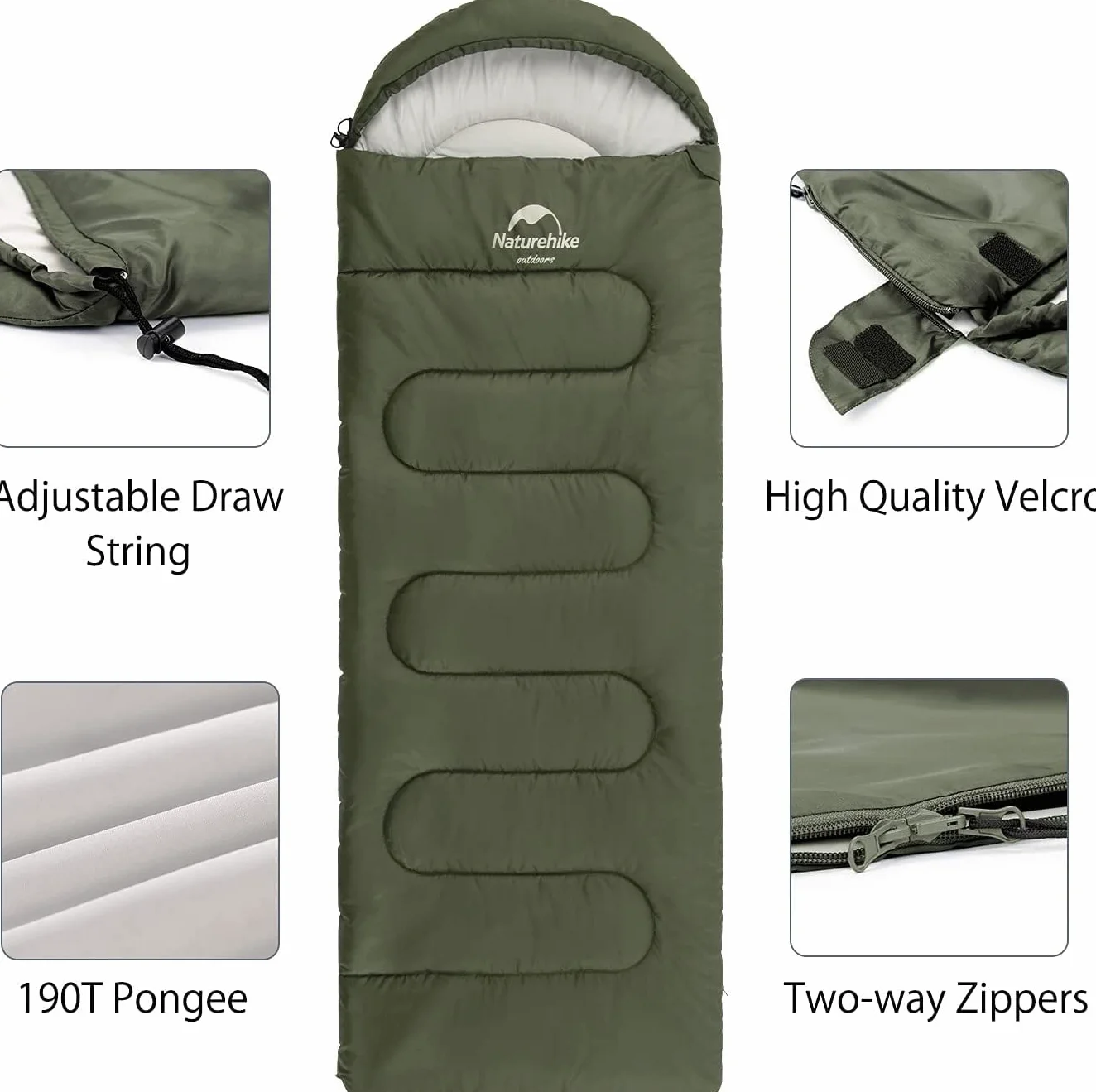 Naturehike Sac de couchage rectangulaire 4 saisons 2 personnes imperméable léger