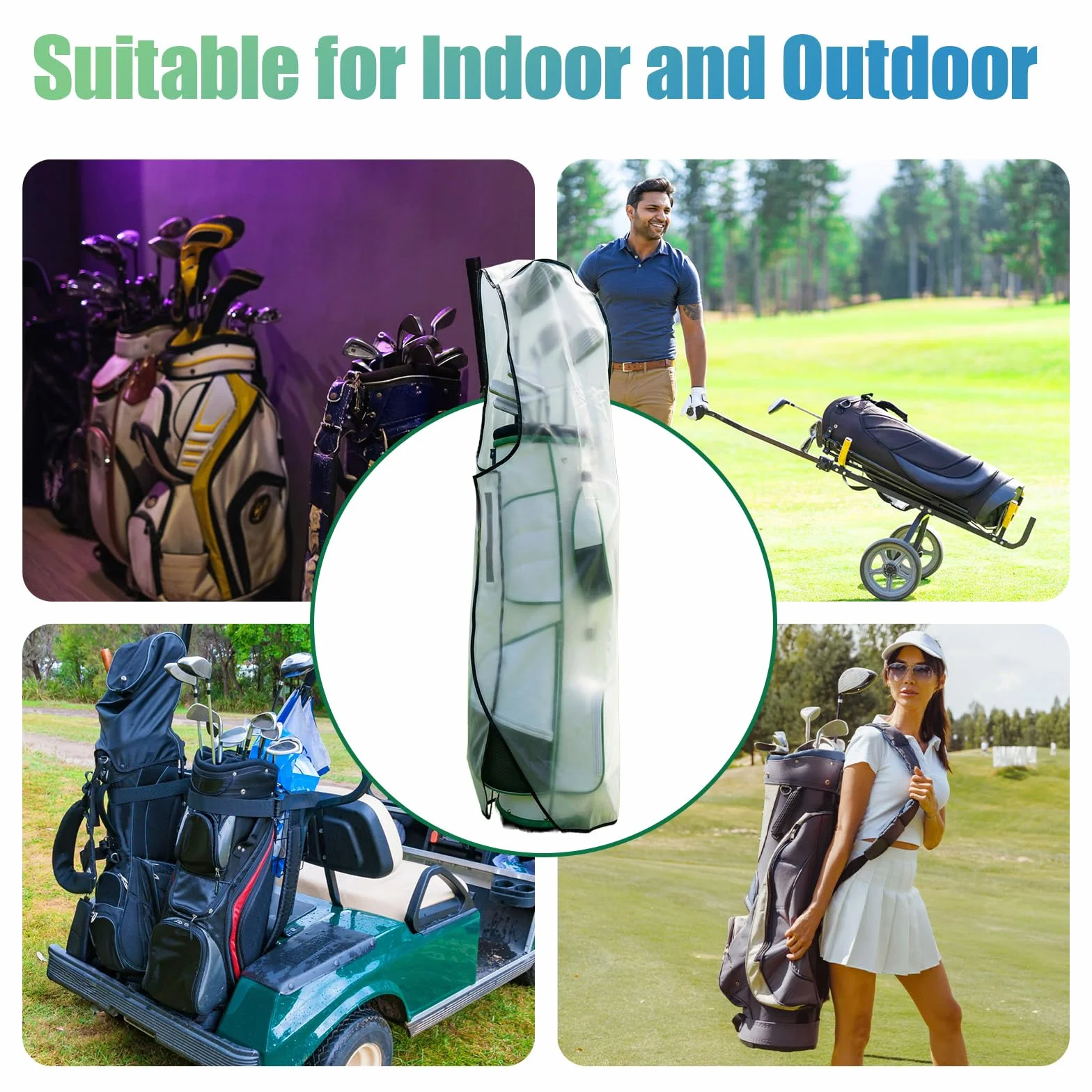 Housse de pluie imperméable pour sac de golf, accès facile
