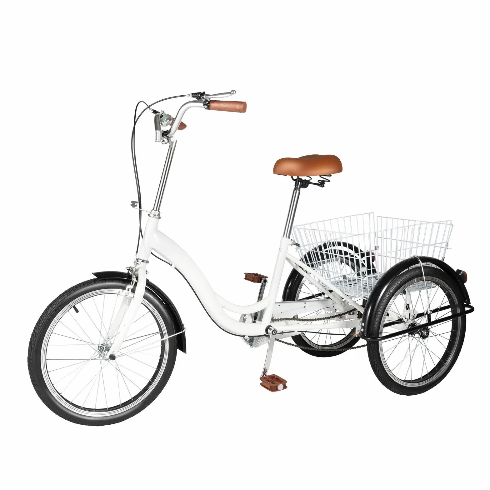 Tricycle de 20 Pouces pour Adultes et Personnes Âgées, vélo Adulte, Velo de Ville, Vélo à Trois Roues de Ville et de Loisirs avec Panier à Provisions