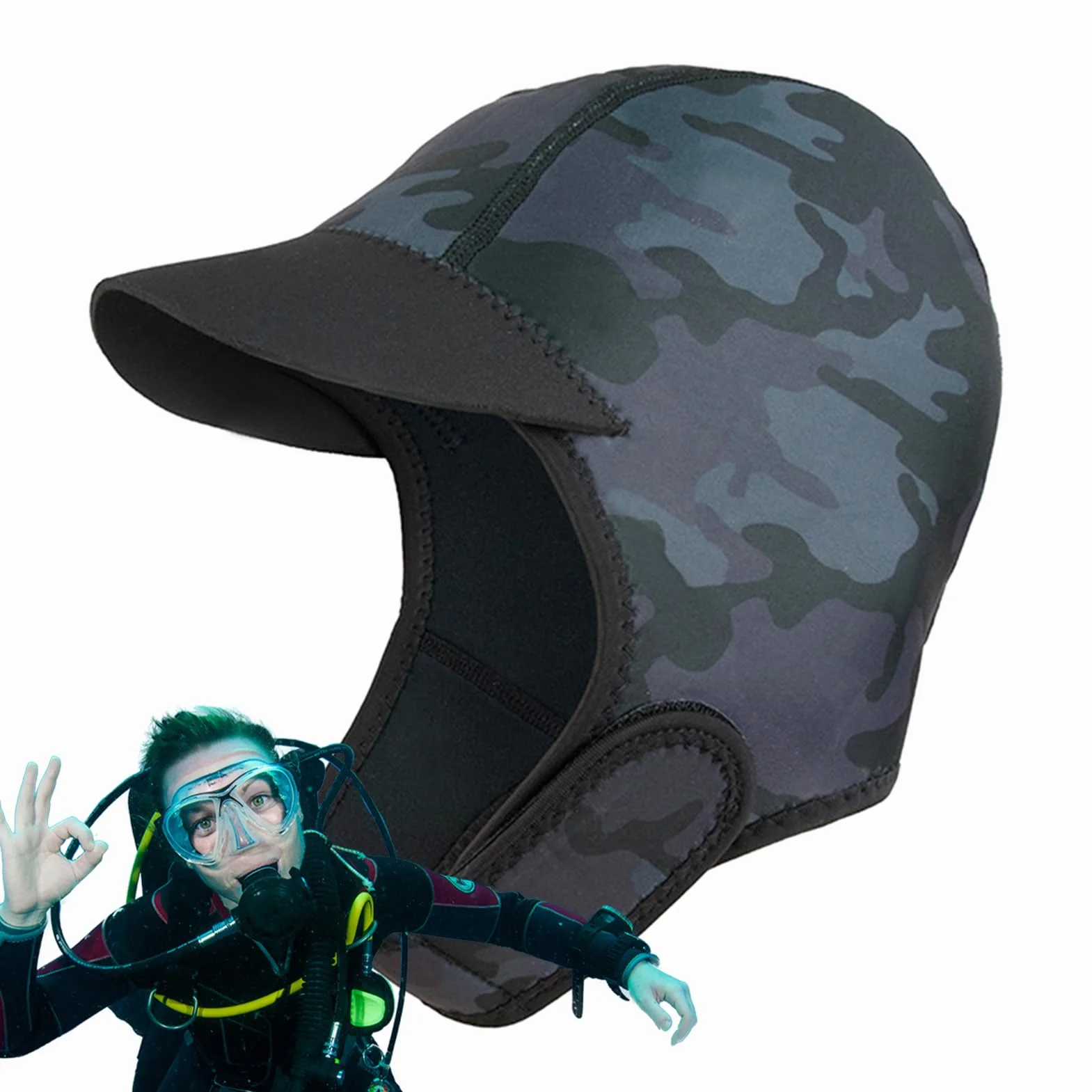 Capuchon de plongée 2 mm | Chapeau de surf en néoprène léger et isolant, accessoire anti-connecté et anti-UV pour sports nautiques, tête et oreilles de protection, idéal pour le surf, paddle, apn