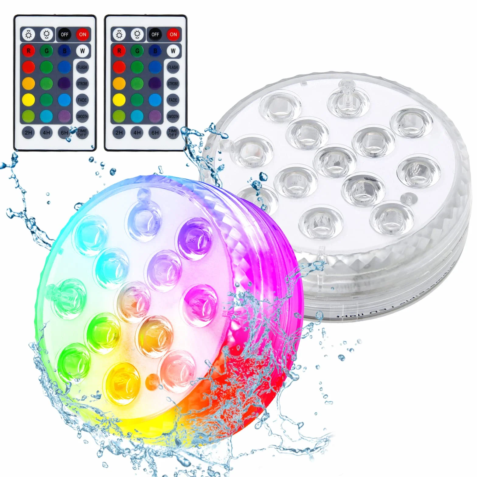 Lumière LED Submersible 2 pièces Lampes LED Imperméable Télécommande 16 RGB Couleurs Changement pour Piscine Aquarium Décoration