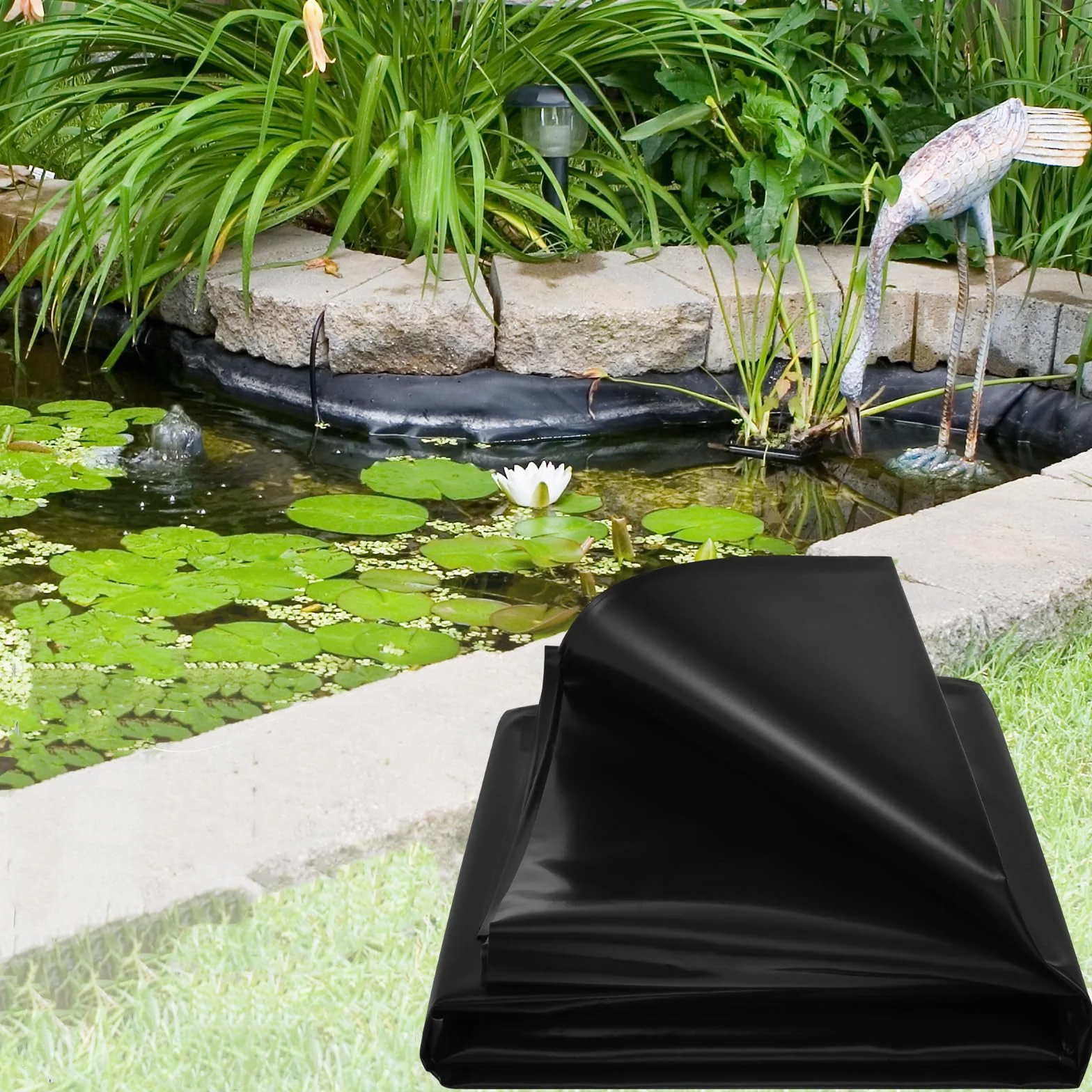 Revêtement de bassin en polyéthylène haute densité renforcé 3 x 3 m Noir