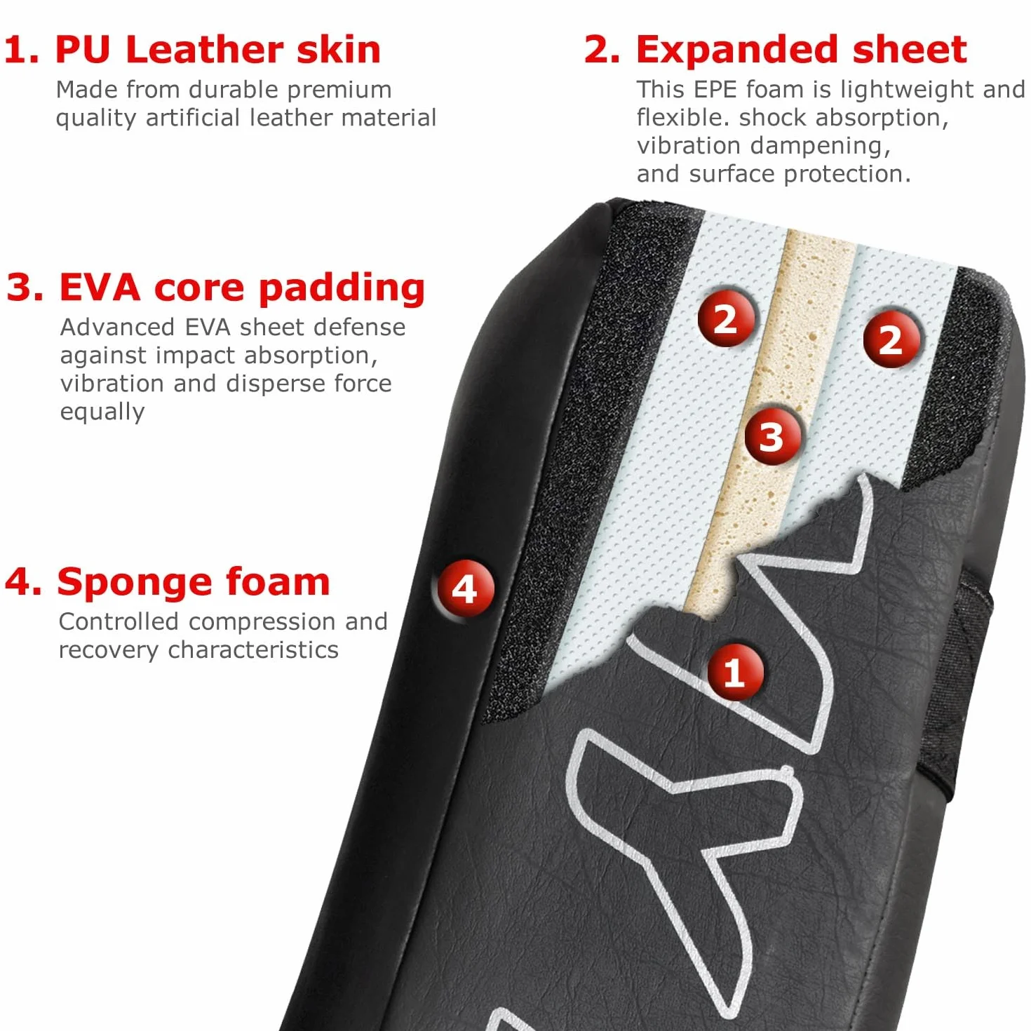 Mytra Fusion Bouclier de Coup de Pied pour la Boxe MMA Muay Thai Gym Workout Thai Kickboxing Kicking Strike Shield x 1