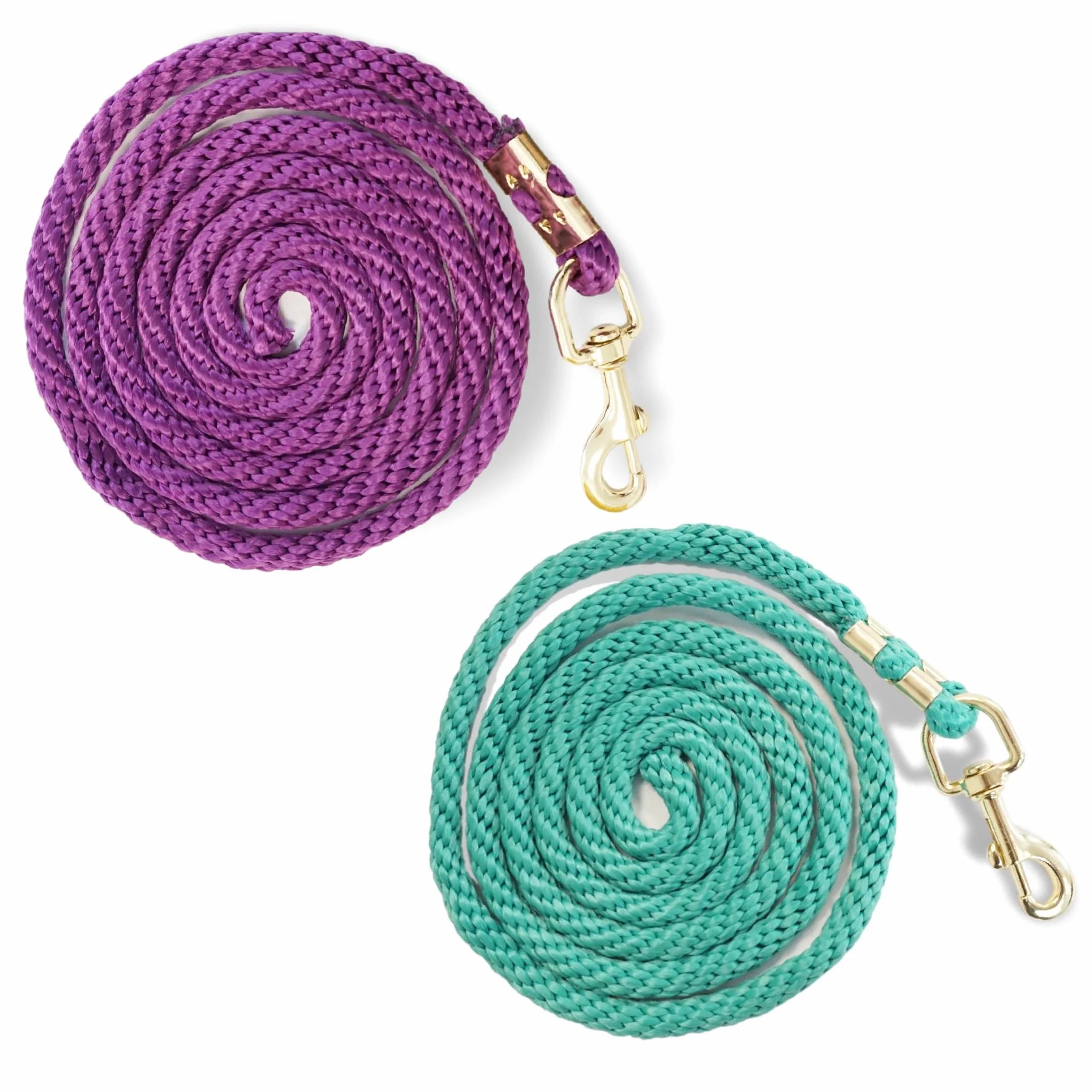 Pferdelinis Longe pour cheval - Corde de fixation dans différents designs élégants - Laisse de fixation pour poney, âne, chèvre (1 turquoise + 1 violet)