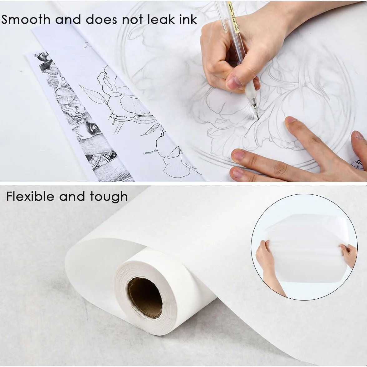 Papier Calque en Rouleau Largeur 43cm x 50m Transparent pour Patron Couture et Croquis