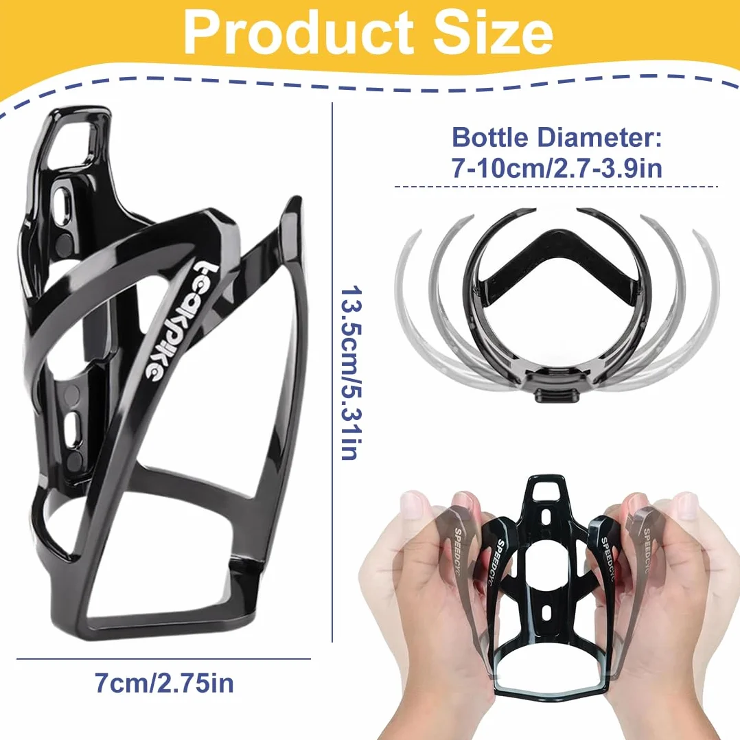 Porte-Bouteille,2 Pcs, de vélo avec Porte-Bouteille de vélo sans BPA, Noir Brillant, Solide, Porte-gobelet pour vélo de Route et VTT, Noir