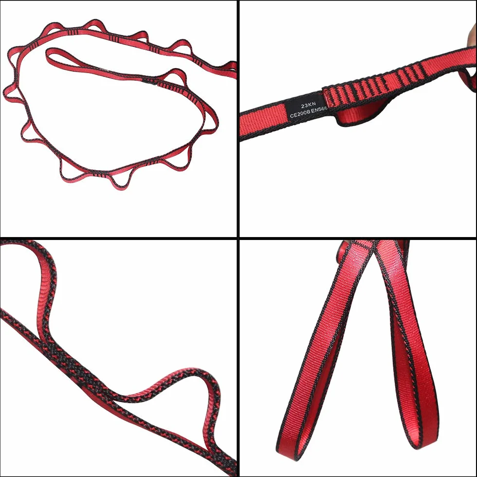 KIKIGOAL 2pcs Daisy Chains Forte D’escalade de Sangle Réglable Corde D’escalade Forte Daisy Chains Nylon Multi-fonction Yoga Strap 2 Article Daisy de Corde (Rouge, 180cm)