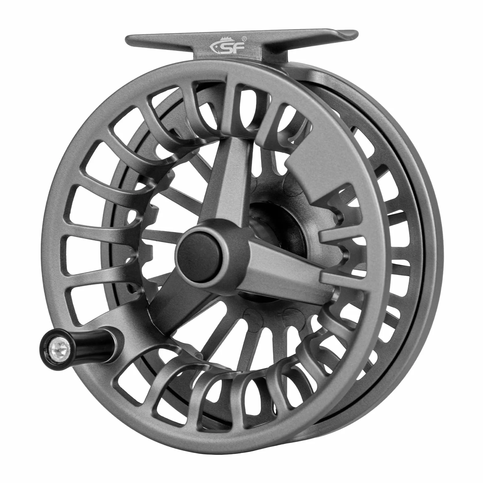 SF SF-003 5/6wt Fly Fishing Reel Single/Combo for Fly Fishing with Aluminum Alloy Body, Easy Spool Change, Pre-Loaded Fly Reel with Line Combo for Freshwater, Matte Gunmetal Gray