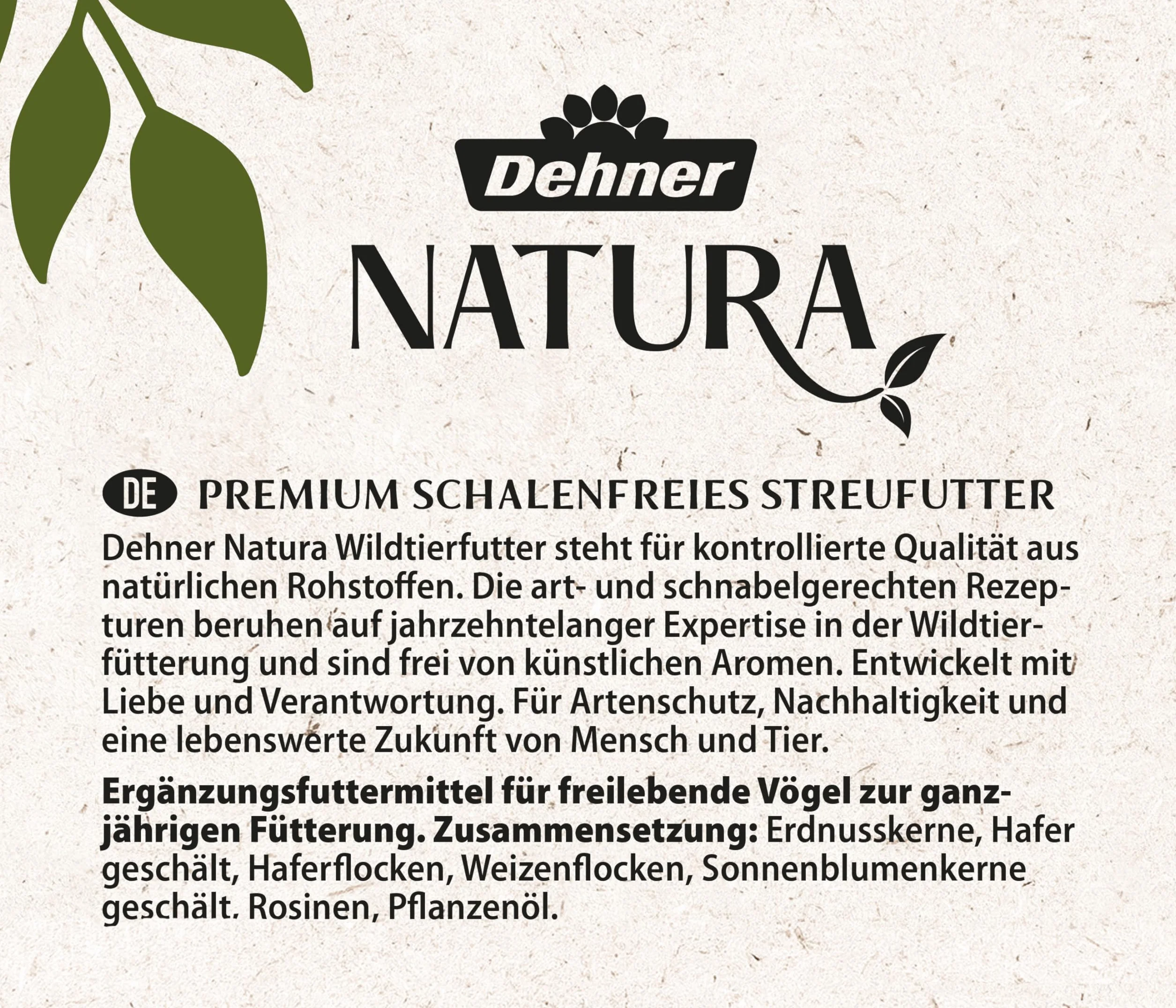 Dehner Natura Premium Nourriture pour Oiseaux Sauvages, mélange de graines sans coquilles, 3,6 kg