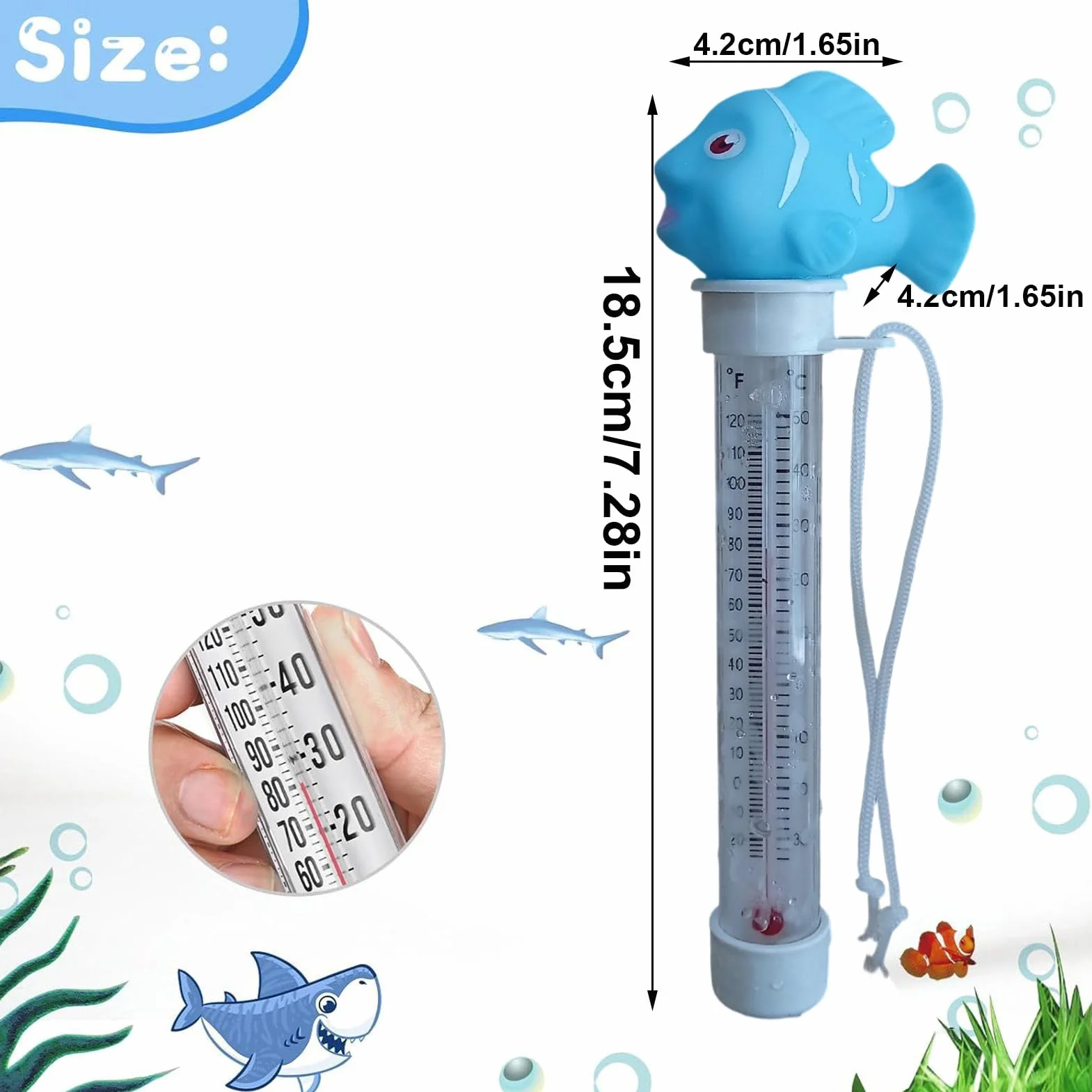 Temperature Meter 3 Pouce Pool Water Gauge Précis Cartoon Thermometer Shock Resistant Design Reliable Water Tester