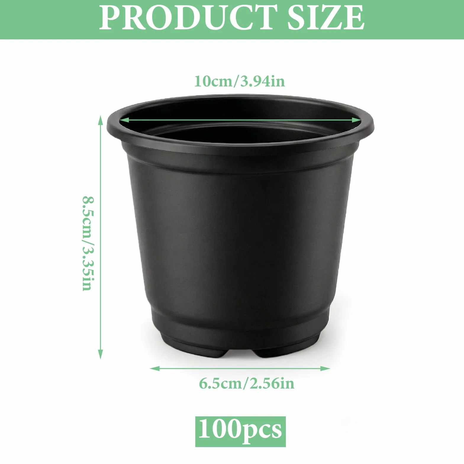 Pots de Fleurs Plastique 10cm Pot Semis Rond Réutilisables Pot de Culture Plantation Intérieure Extérieure Noir