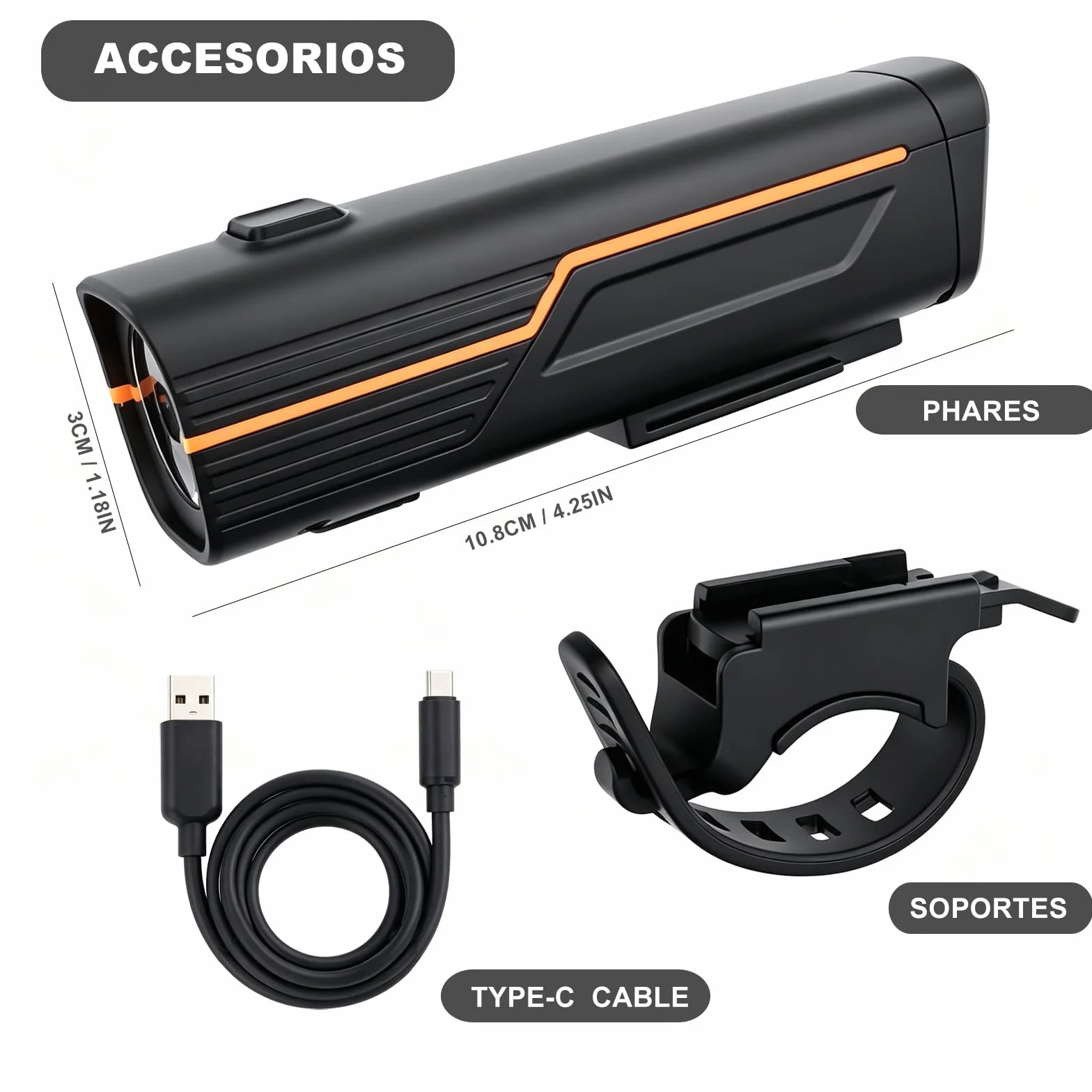 Lumiere Velo Rechargeables USB, Phare Avant pour Vélo a LED Puissant,Balade de Nuit Lampe de Poche,de vélo Avant Phare,4 Mode,imperméable Facile à Installer,Lampe Velo pour VTT Course Cycliste