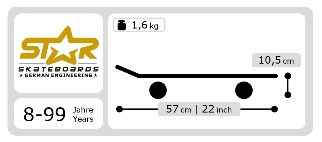 Star-Skateboards® Vintage Cruiser Board ★ 22er Diamond Class ★