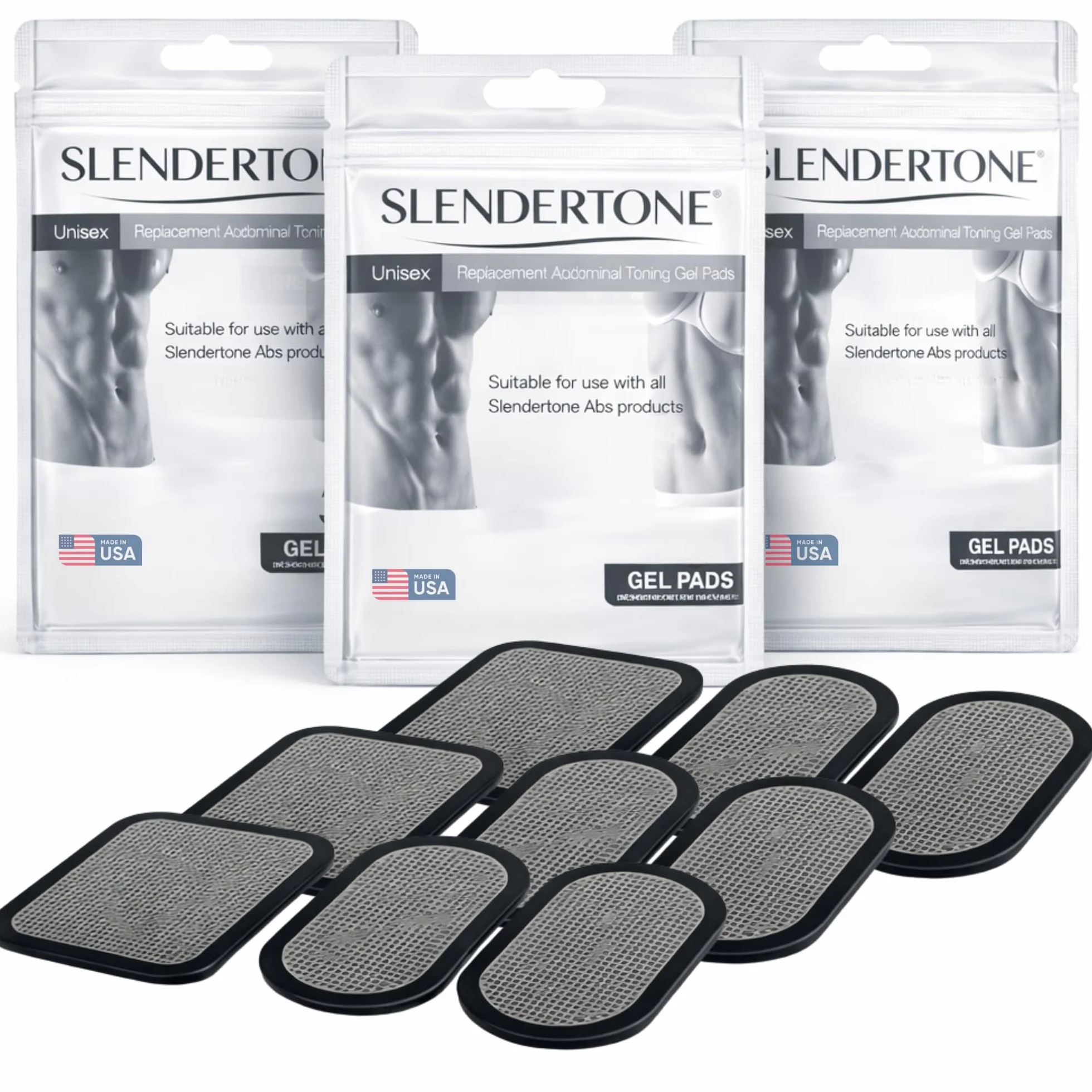 Slendertone - 0706-9631 - Jeux d’électrodes toutes ceintures Set de 3 x 3 patchs de gel - Noir