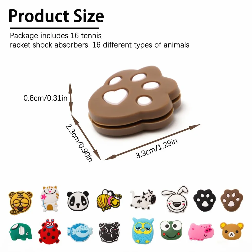 Amortisseur de Vibration Raquette Tennis Silicone Animaux Enfant Accessoire Raquette Badminton Squash