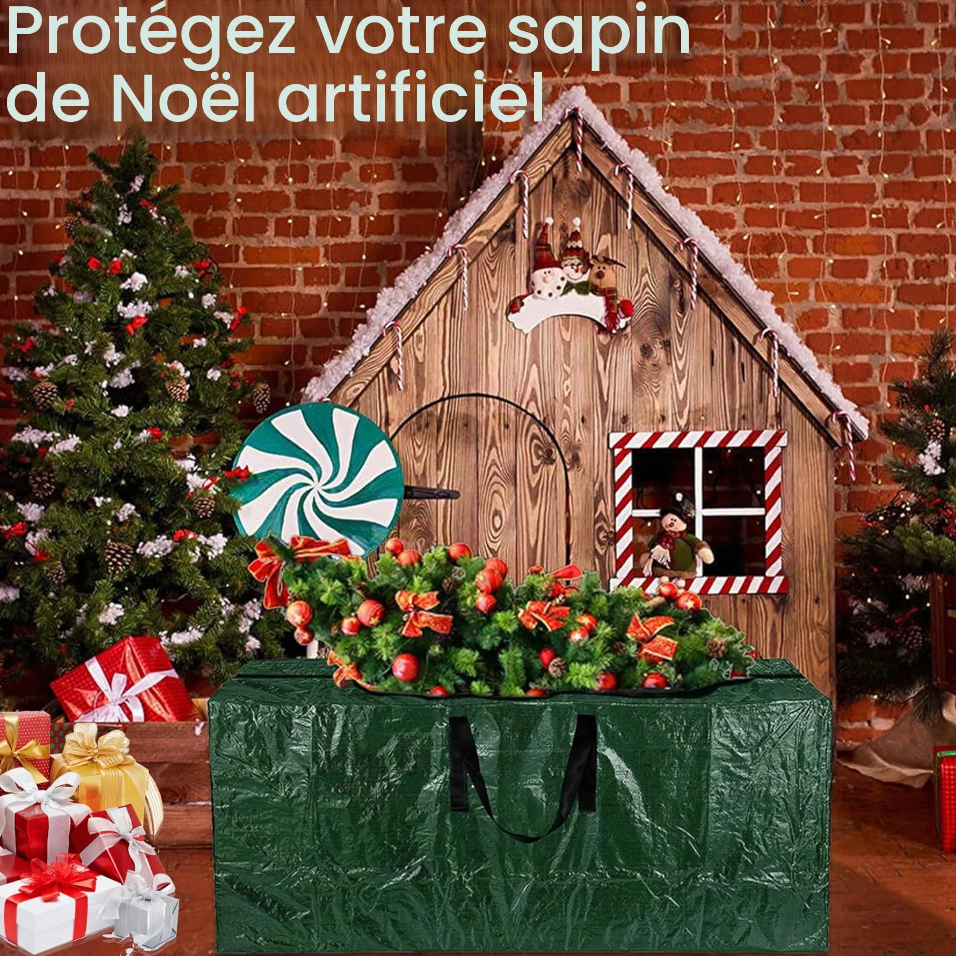 ARSUK Sac de rangement pour sapin de Noël 1,8 m 2,1 m extra large poignées renforcées double fermeture éclair
