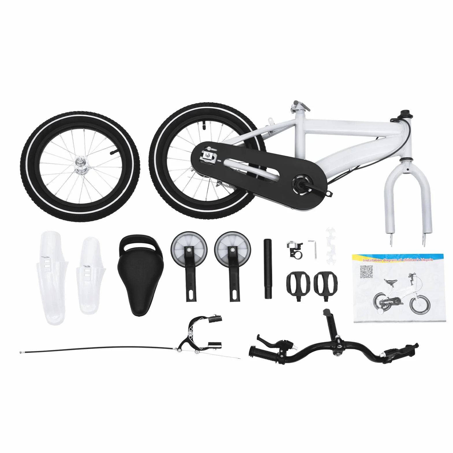 Vélo pour enfant de 14 pouces avec roues stabilisatrices, léger pour enfants de 2 à 4 ans, pour garçons et filles, vélo d'entraînement réglable en hauteur avec couvre-chaîne et frein à main