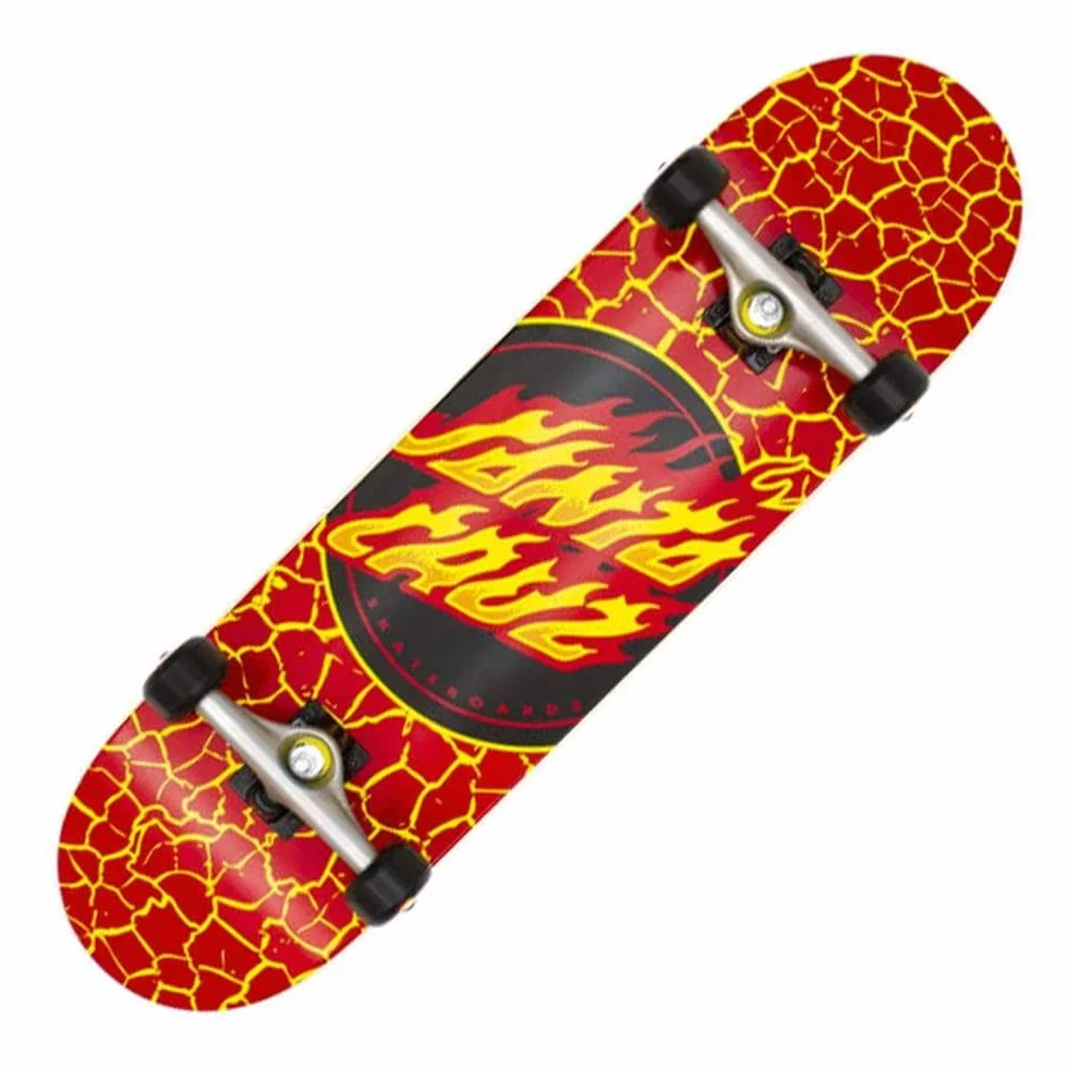 Santa Cruz Skateboard Flame Dot 8.25"" in Rood en Geel