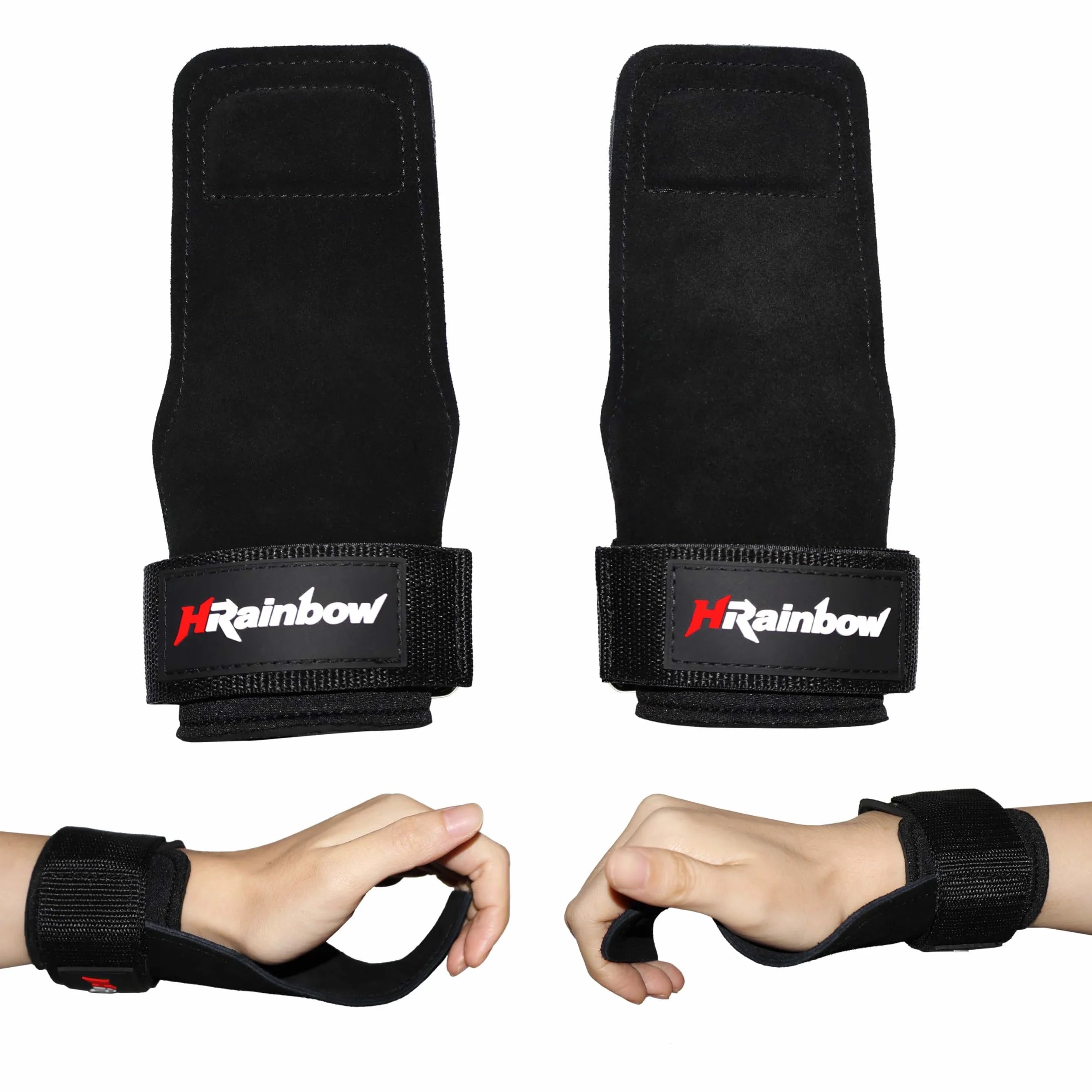 Sangles de Poignet d'Haltérophilie en Cuir Double Couche pour Hommes Femmes - Paire
