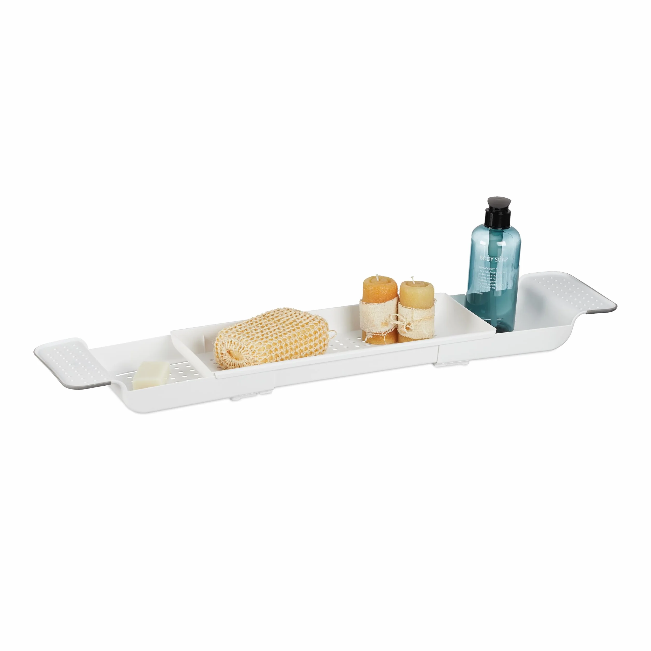 Relaxdays Plateau de Baignoire Pont Extensible 55,5-78 cm Plastique antidérapant Blanc