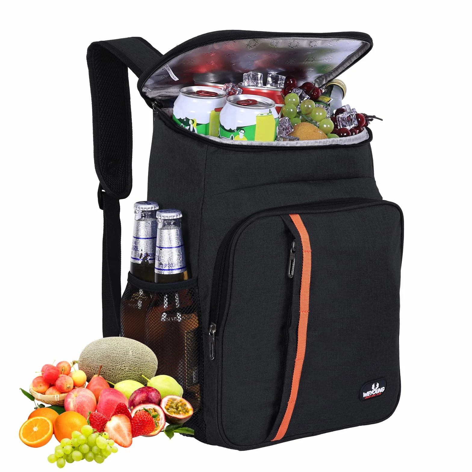 Sac à Dos Isotherme 23 L étanche Ultra léger Camping Randonnée Pique-Nique Noir
