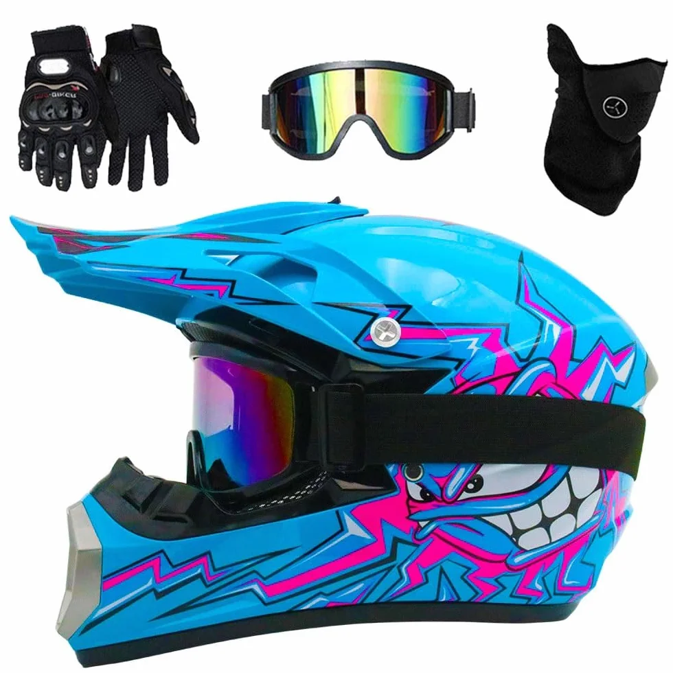 Casque Moto Tout-Terrain Homologué Dot pour Enfants Jeunes BMX MX VTT