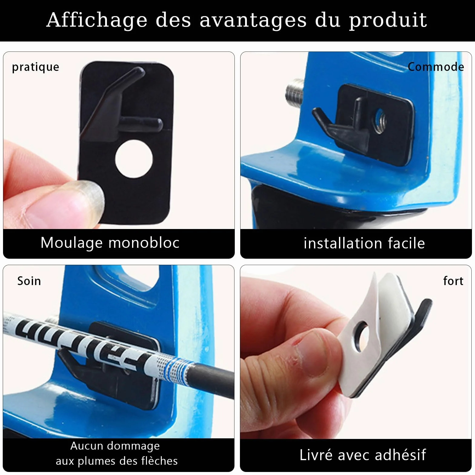 GIONAR 8PCS Repose-Flèche de Tir à l'arc, RH Arc Classique Repose-Flèche, Chasse Tir Ciblage Accessoire, Classique Repose-Flèche en Plastique Noir Tir à l'arc pour Chasse Adultes Droitiers