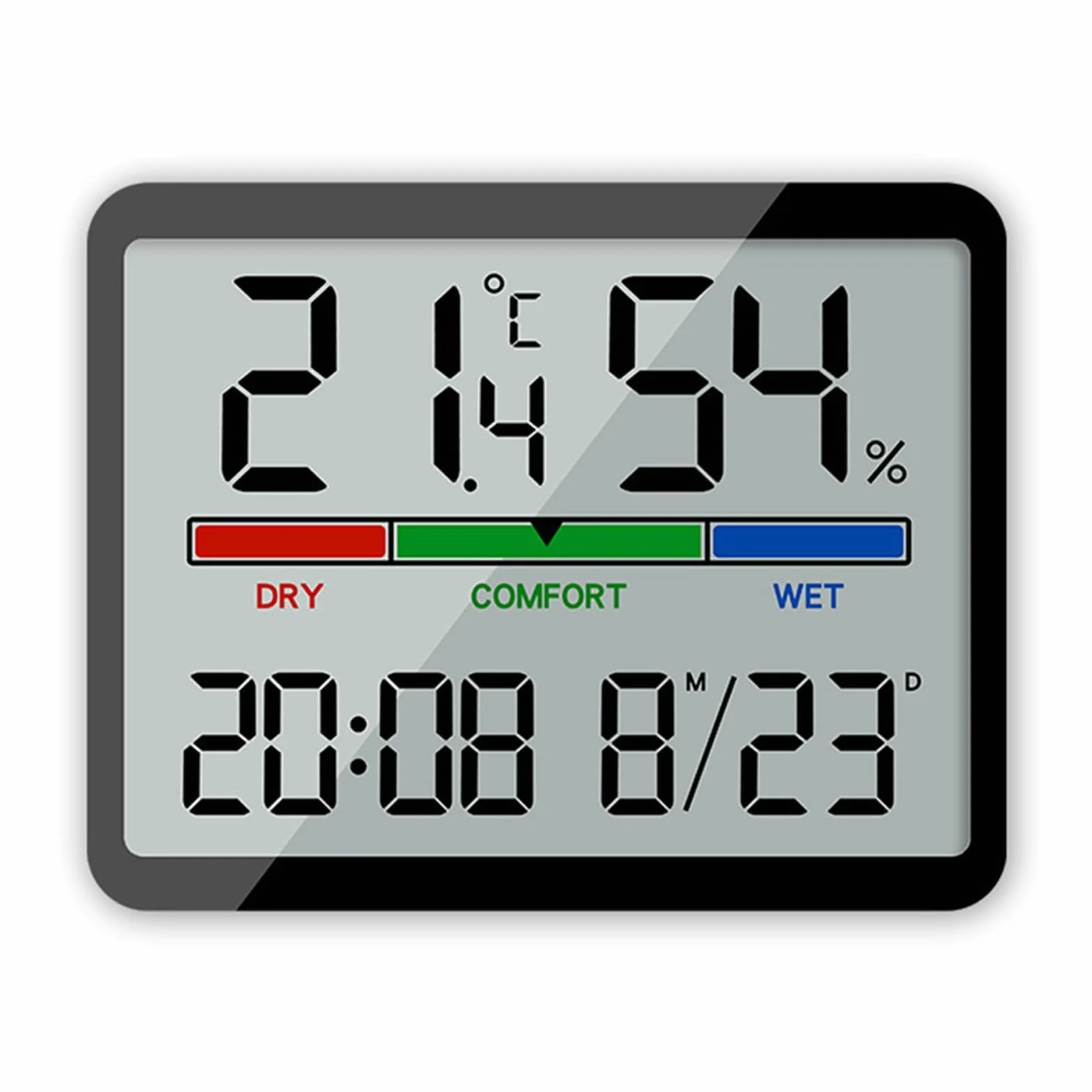 Horloge numérique étanche salle de bain avec thermomètre hygromètre noir