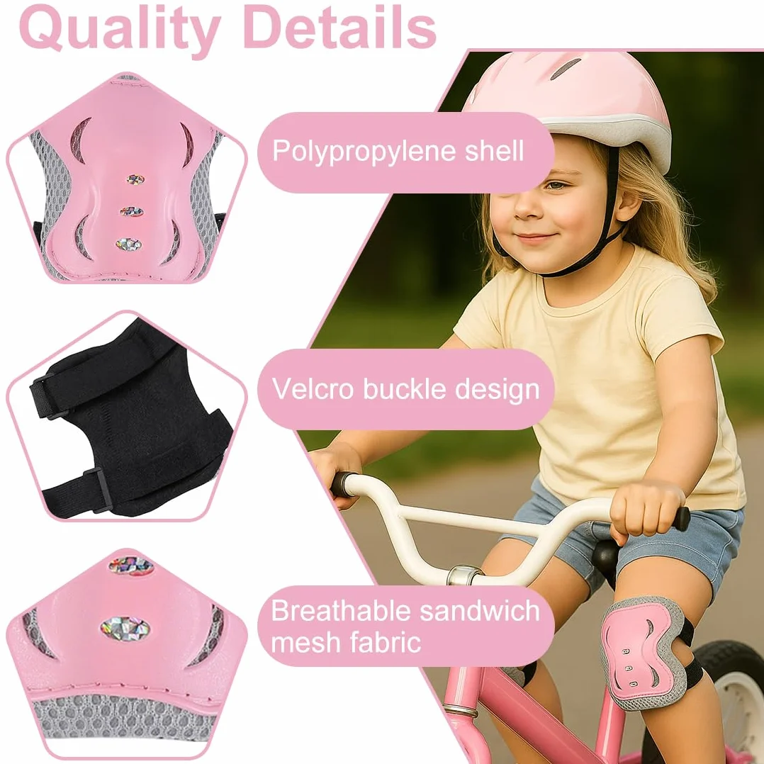 IKOPFLN Ensemble de 6 pièces Protection Roller Enfant Fille - Genouillères - Protection Skateboard Enfant Scooter Inline Skate